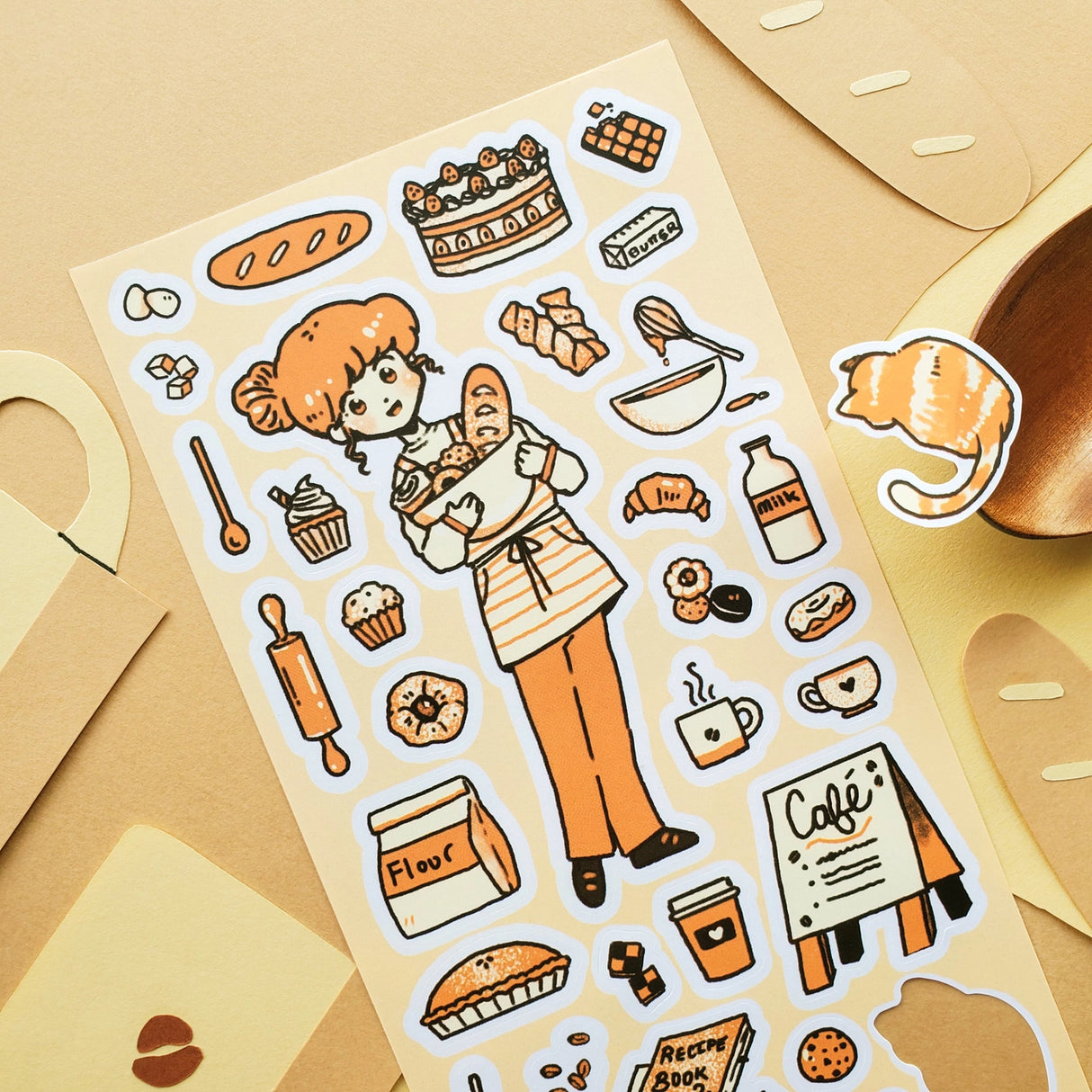 🥐☕️ Spend a cozy day at the bakery with this charming sheet, where fresh loaves, sweet treats, and warm cups of coffee await! From mixing batter and rolling dough to sneaking a quiet break with something delicious, it’s all about the simple joys of baking.
Top Coating: None
Adhesive Layer: PVC (plastic)
Backing Layer: Clear PET
6.69" x 3.54".
Weight - 0.03lbs.
1 sheet included 