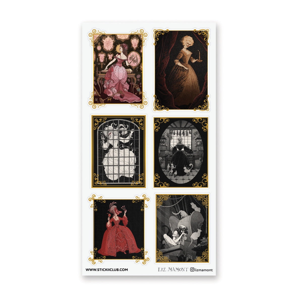 🕯️🪞 Love doesn’t always arrive with roses, sometimes it lingers like a ghost in velvet halls. Wrapped in shadows and candlelight, @lizmamont’s haunting scenes unfold like pages from a forgotten gothic tale. From lavish gowns and quiet rituals to watchful cats and whispered secrets behind curtained windows, each illustration invites you to continue the tale to find answers.
Art by: @lizmamont