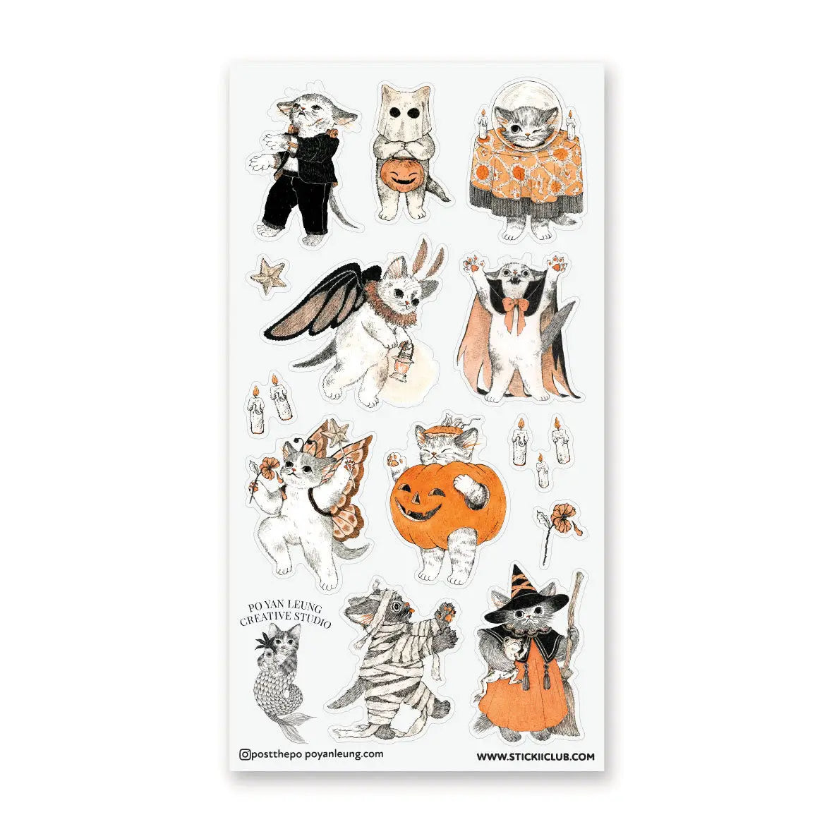 🐾🎃 Dressed to impress for spooky season, @postthepo’s elegant felines are ready to steal the spotlight! From pumpkin cuties and little witches to mischievous monsters and more magical costumes, these stylish kitties are competing for the ultimate purr-fect prize. With delicate textures, warm autumn hues, and enchanting details, this charming collection feels like it’s leapt straight from the pages of a vintage Halloween storybook.
Art by: @postthepo
Top Coating: None
Adhesive Layer: Paper
Backing Layer:
