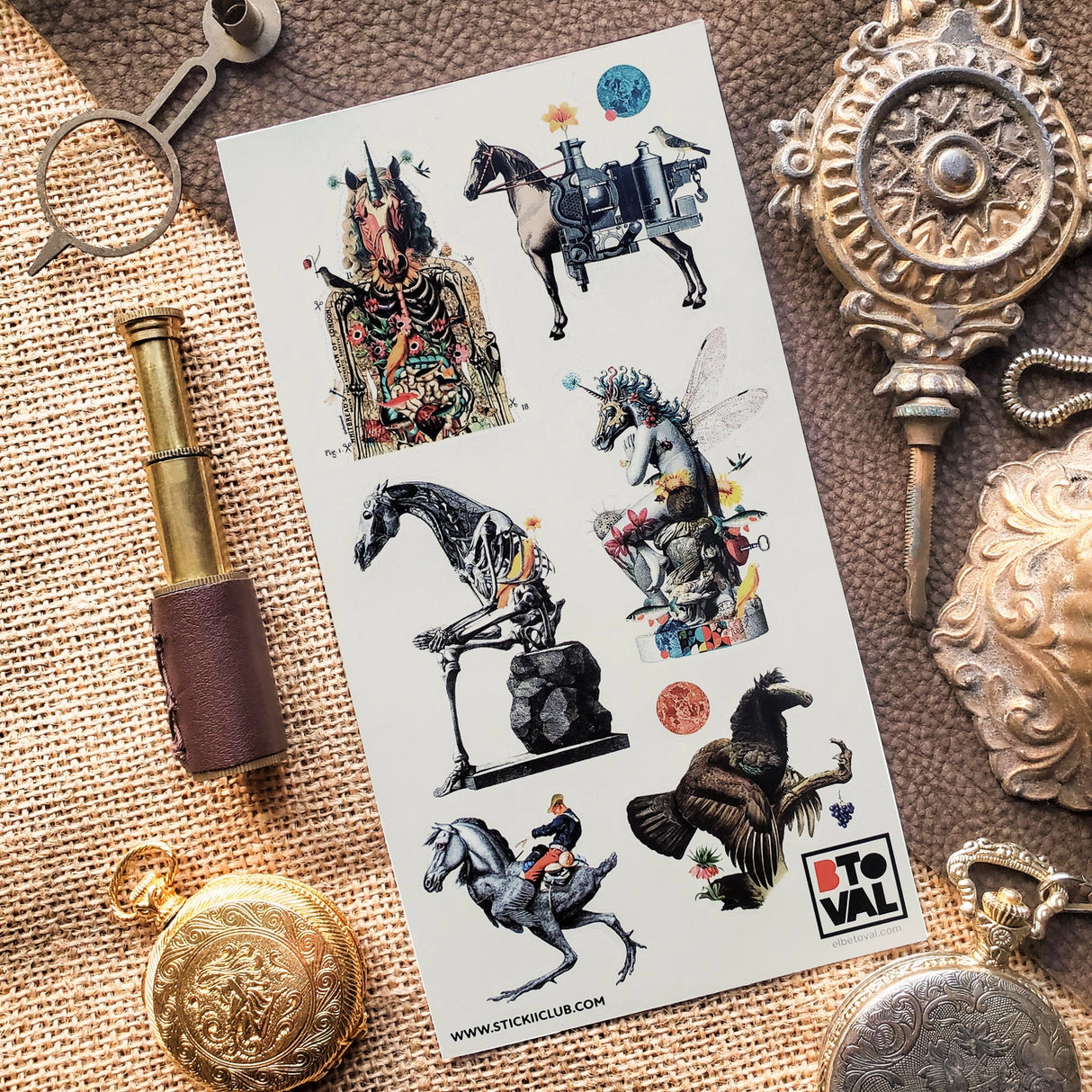 π¦
π In this whimsical set by @elbetoval, equine forms bloom with flowers, hum with clockwork, and sprout wings that shimmer like insects in sunlight. Blending nature and fantasy into striking collage art, add a touch of surreal charm to your pages and let these extraordinary hybrids gallop straight into your most creative adventures.
Top Coating: None
Adhesive Layer: Paper
Backing Layer: Clear PET
6.69" x 3.54".
Weight - 0.03lbs.
1 sheet included