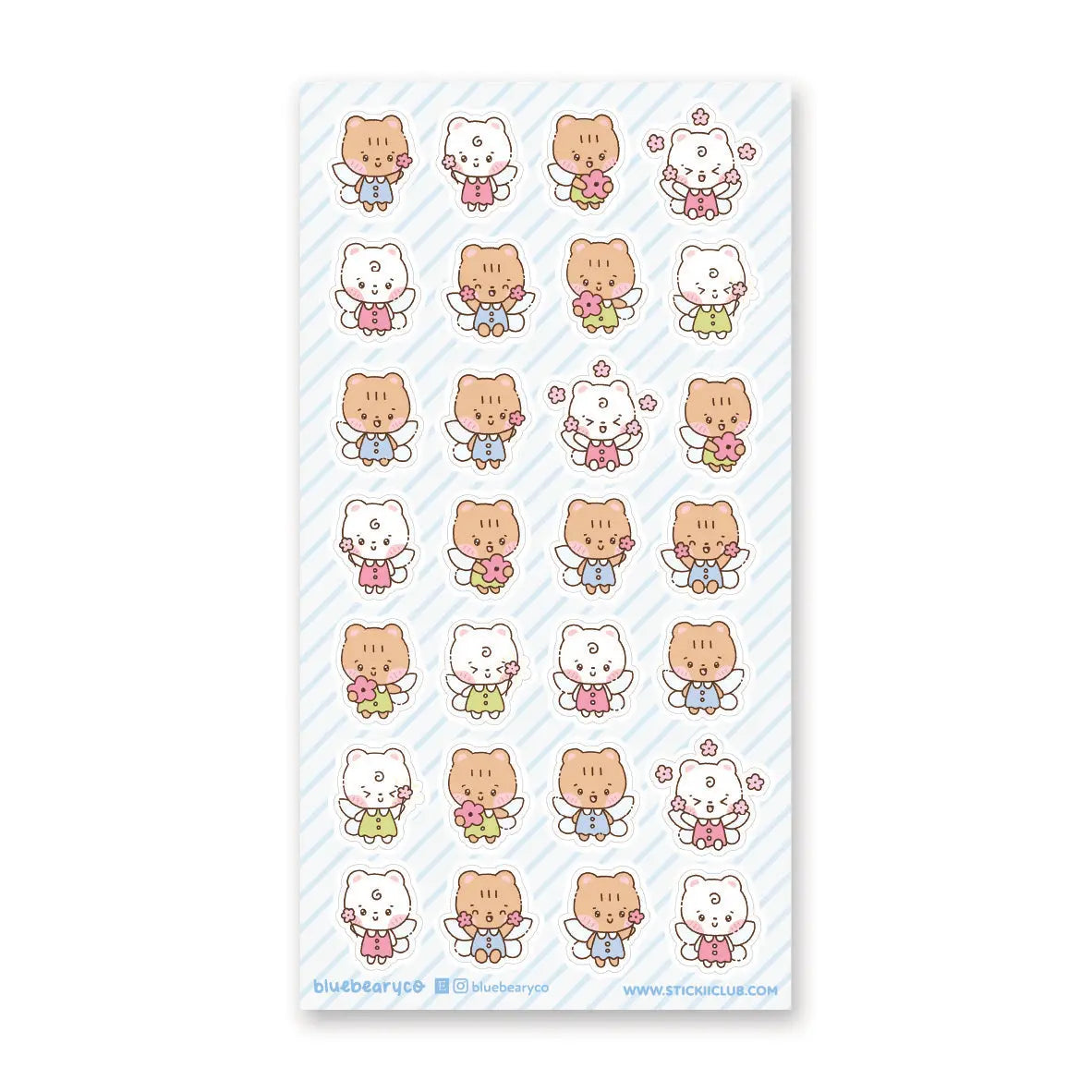 π§π» Flutter into a world of sparkly magic with these sweet fairy bears by @bluebearyco! Dressed in pastel outfits and carrying tiny blossoms, these adorable friends spread smiles as they flutter about with dainty wings and rosy cheeks. This sheet perfectly captures the charm of a whimsical day spent among flowers and fairy dust.