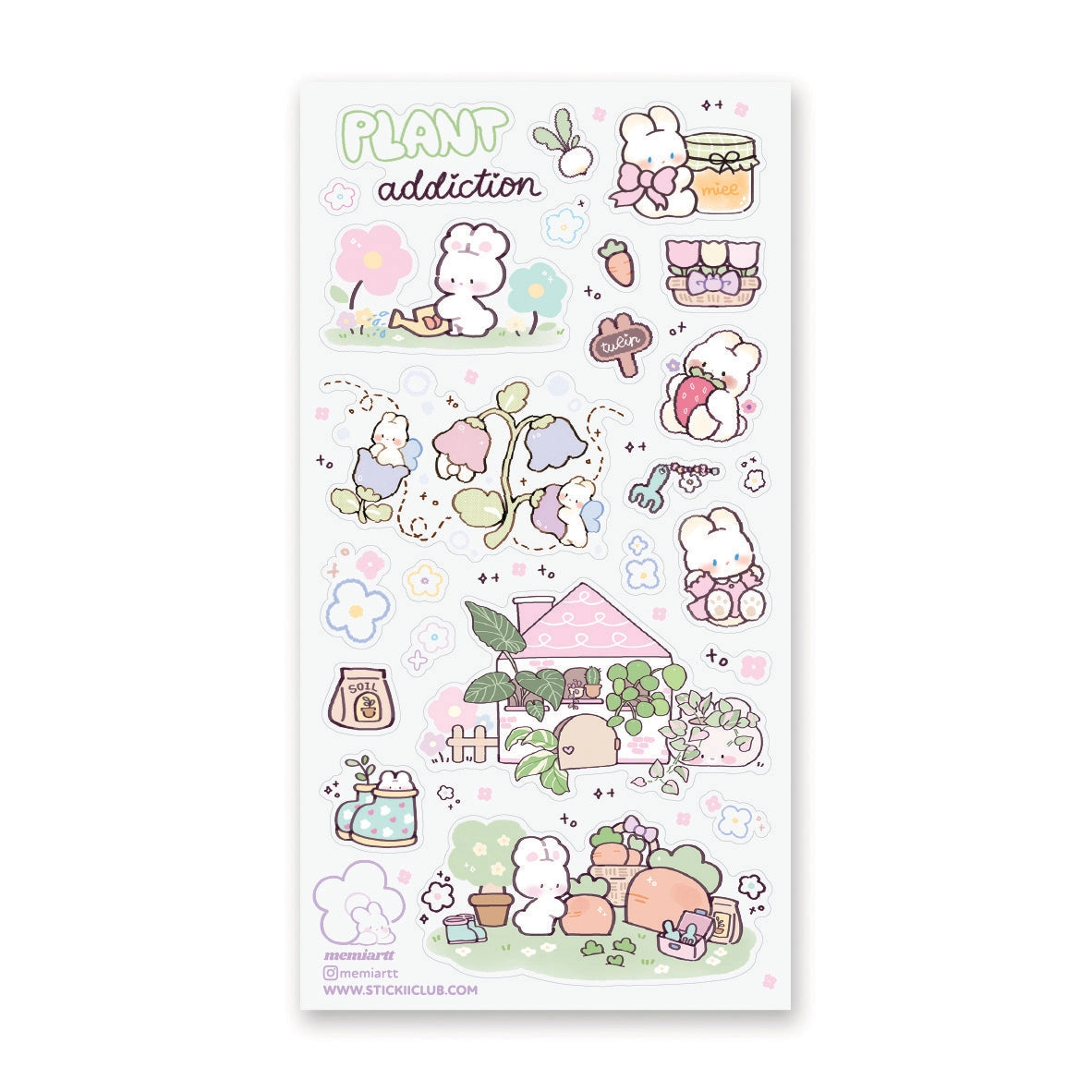 🌱🐰 In @memiartt’s cozy little plant paradise, bunny gardeners nurture with love, muddy paws, and lots of happy hops! From cuddling flowers and mixing soil to watering sprouts, potting leafy friends, and sneaking carrot snack breaks, these bunnies are always busy growing something wonderful that makes this sheet burst with garden magic!
Art by: @memiartt
Top Coating: None
Adhesive Layer: Paper
Backing Layer: Paper
6.69" x 3.54".
Weight - 0.03lbs.
1 sheet included
