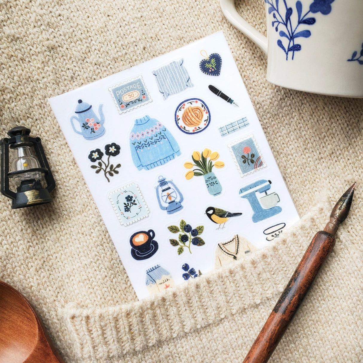 STICKII Sweater Weather Joy Sticker Sheet
🫖📖 With warm knits and teapots, brew a cozy daydream with @och_monika’s delightful set. From the soft blue sweater, a reminder of autumn days, to a vintage bicycle rolling through the garden, these designs invite us to slow down, sip some tea, and savor life’s simple pleasures.