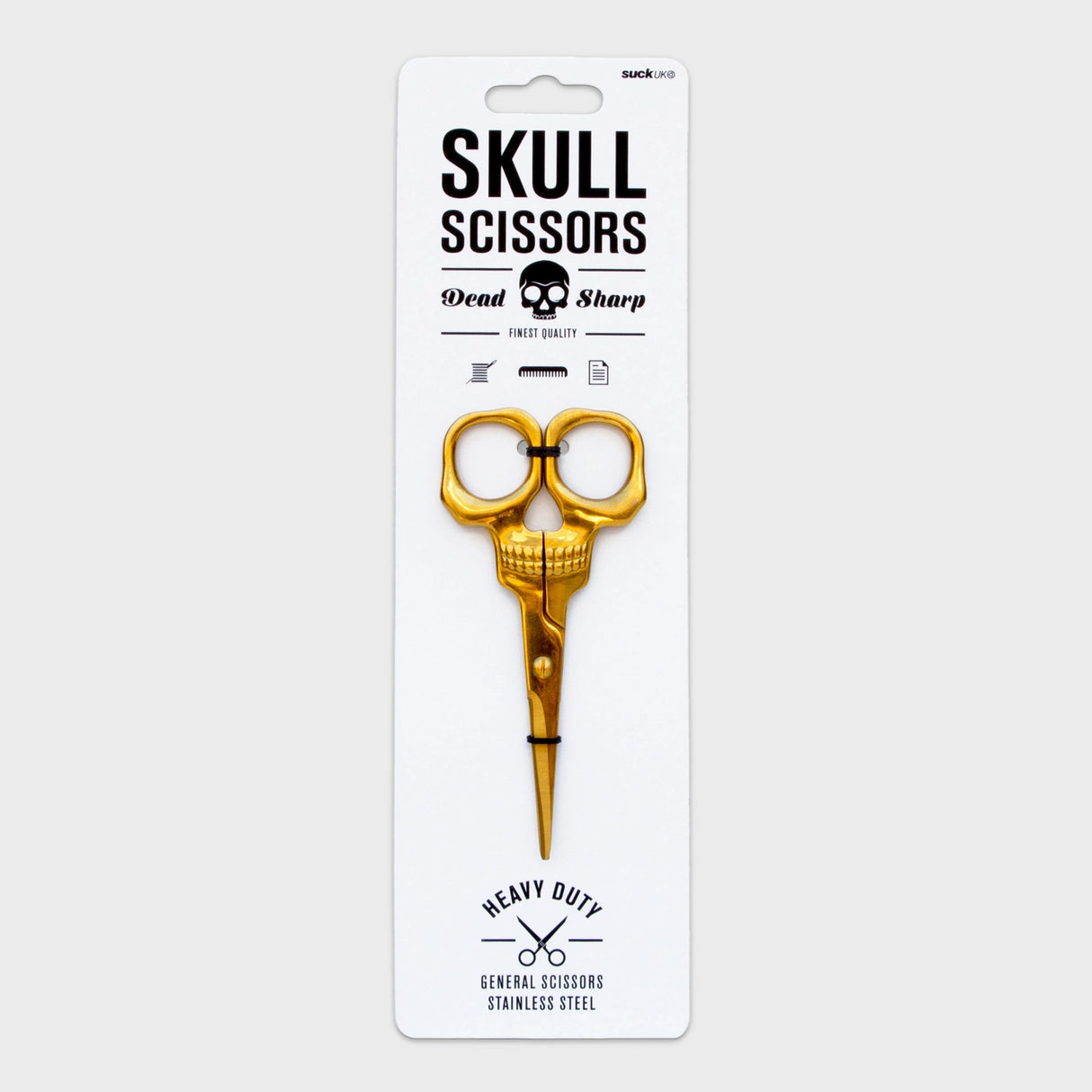SUCK UK Skull Scissors
Shockingly sharp stainless-steel scissors with a brass finish. From hair-raising haircuts to creepy paper crafts, these heavy-duty general use scissors are both handy and haunting in equal measure. For all eerie everyday tasks, these handy and haunting scissors are tough yet precise. Truly multipurpose, use them to trim your plants, snip your needlework, or even groom your facial hair. Durable stainless steel blades and full metal construction allows them to cut through fabric, paper