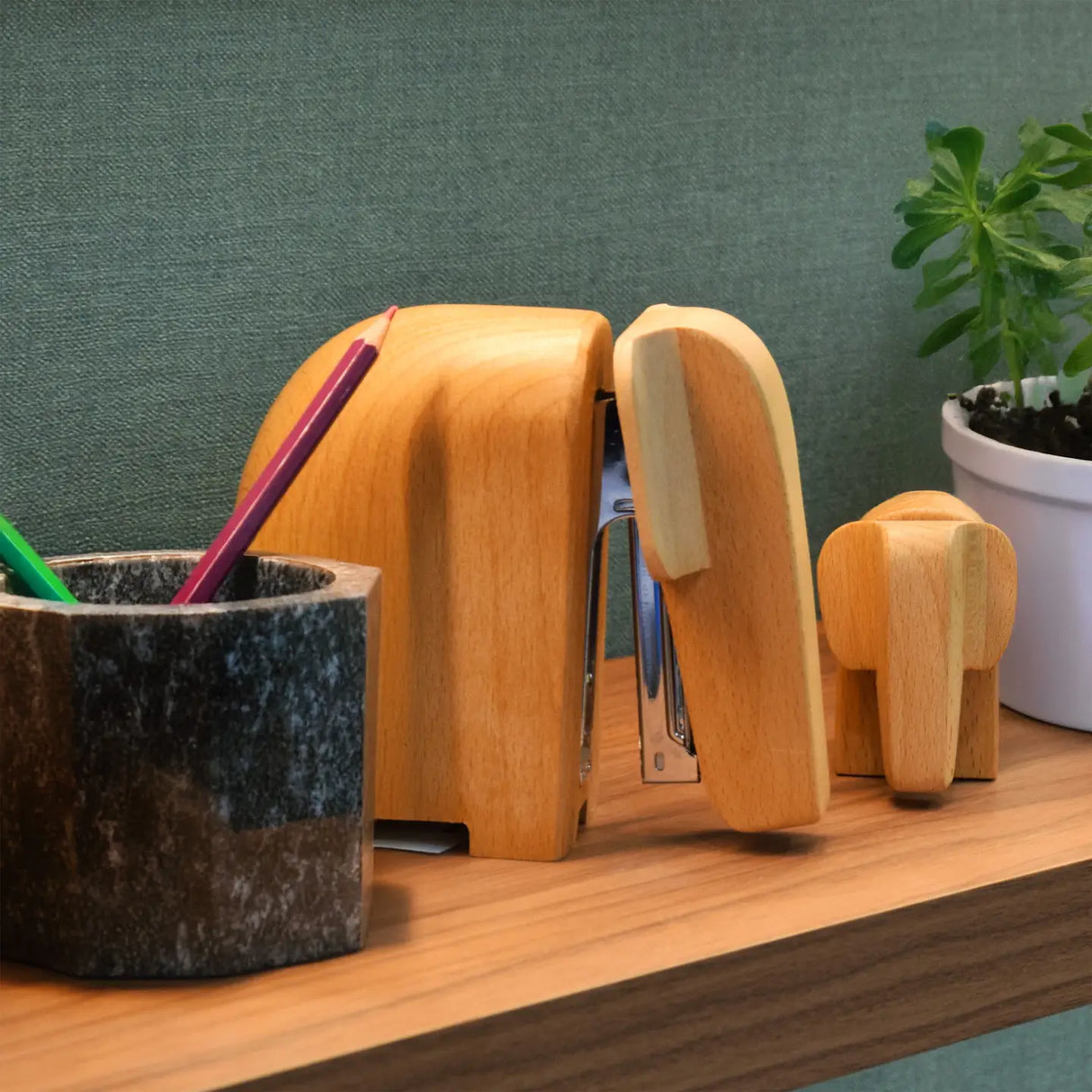 SUCK UK Wooden Elephant Stapler - Small (Baby)
Charming elephant shaped wooden staplers. Bring some character to your desk. Stands proudly upright and adds instant personality to your workspace, practical and sculptural. Made from sustainably grown beech wood. Presented in simple kraft card boxes. Accessories for people who care what their environment looks like. And perhaps a reminder to care about the environment at large?
Baby: Mini Staples No.10 (10/4mm)
Made from sustainably grown beech wood.
Stapler