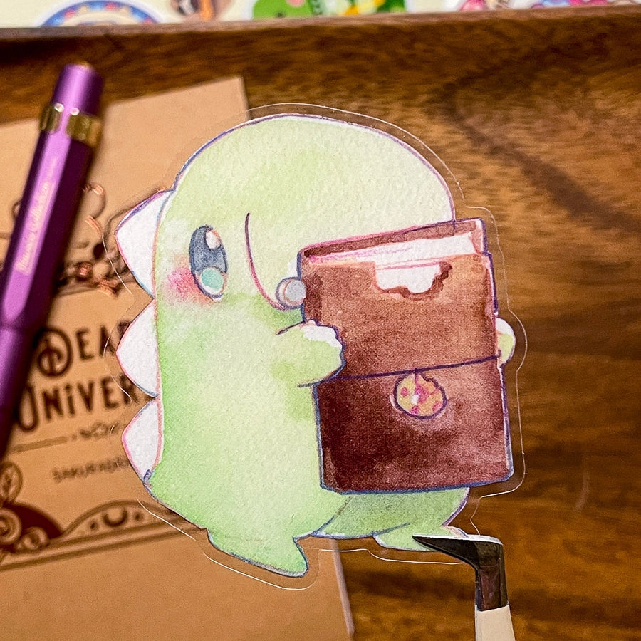 Feed Me Dino thought his Journal Cover looked like chocolate but it tasted like leather...He still loves it, though. He keeps track of his favorite places to eat inside.
Dimensions:
2.25in x 2.5in
Material
P.E.T (oil proof, UV resistant, and waterproof)