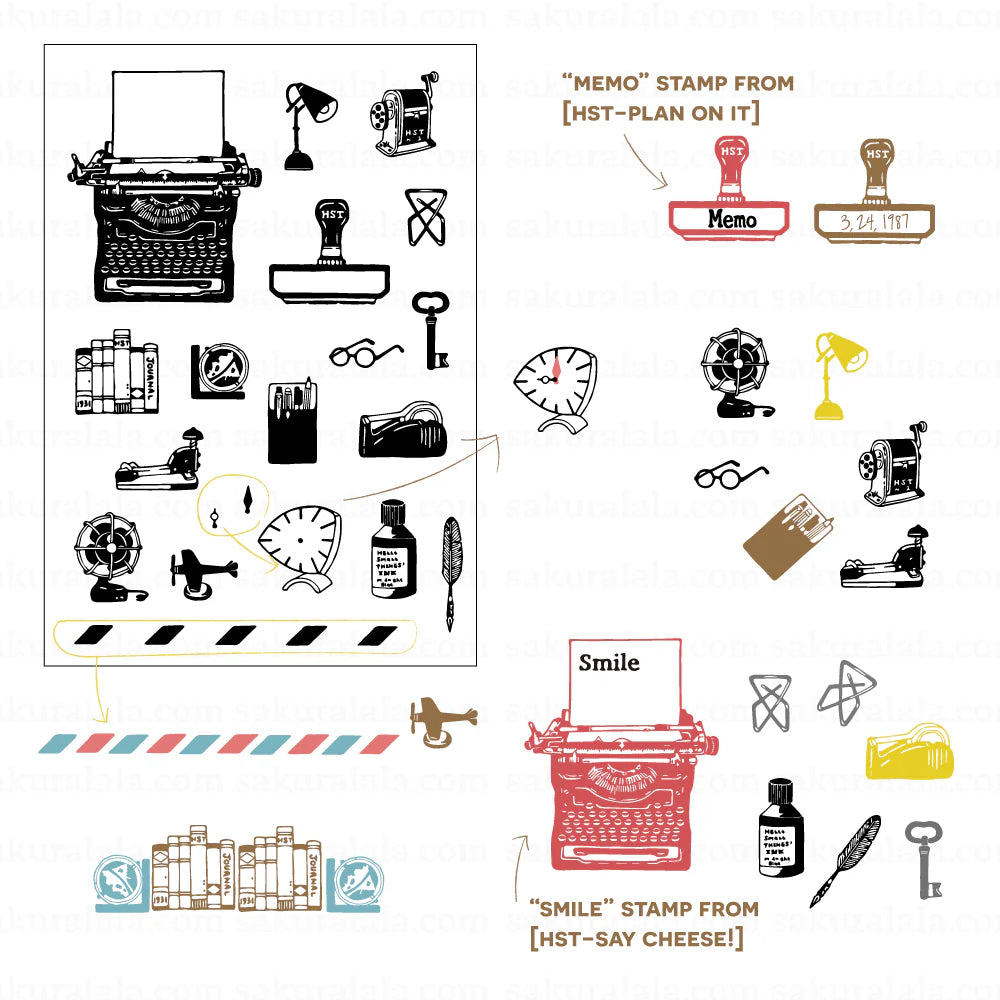 Need a little flavor to your style or possibly some small inspiration? Then the HST™ On My Desk Collection Stamps will be perfect for you. HST is where the details matter!!!
Product: Clear stamp
Size: Approximately 4 x 6 inches