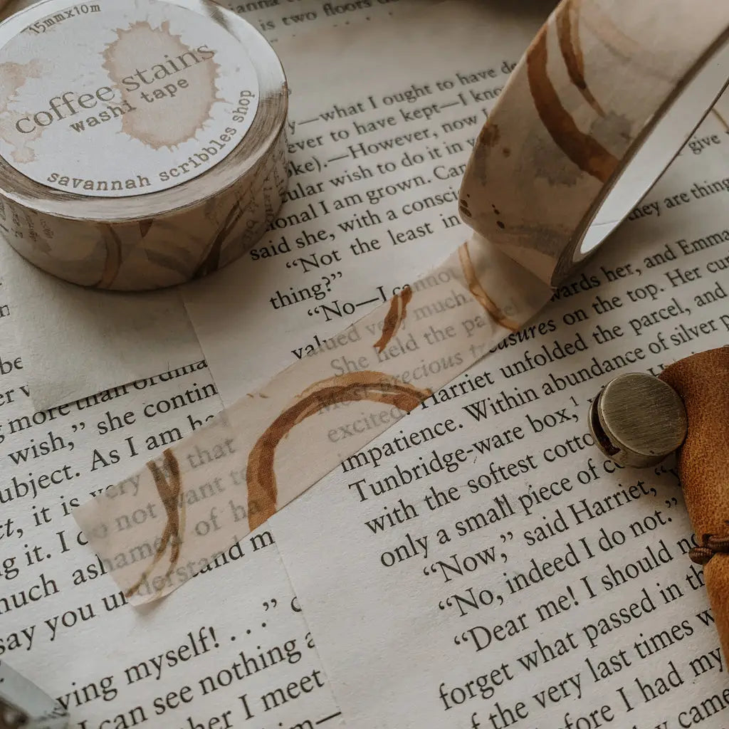 Washi tape with coffee stains made for journaling, scrapbooking, & planning!
removable but not waterproof
15mm x 10m
color may vary slightly from your monitor
made in-house and handled with cozy care