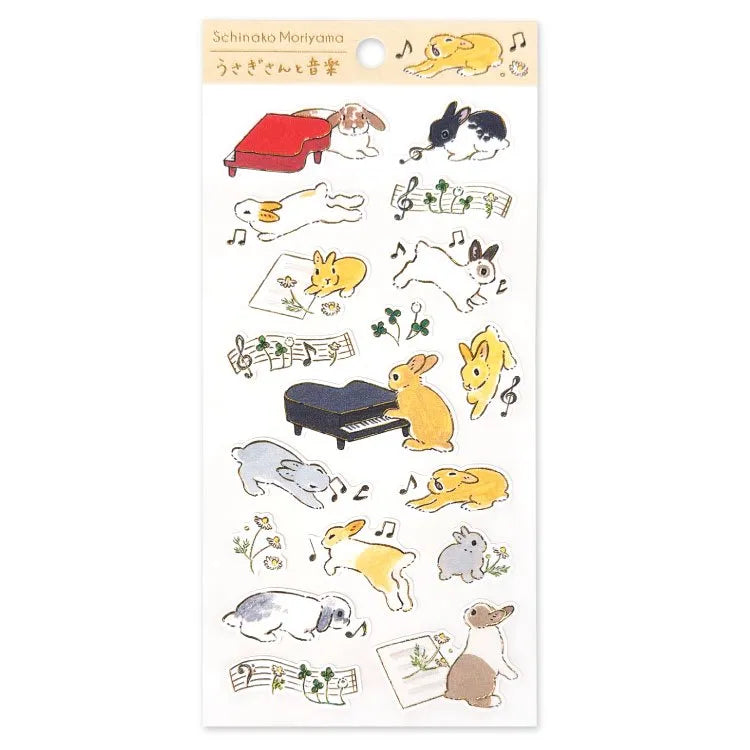 Schinako Moriyama Rabbits and Music Sticker Sheet
A sticker sheet with gold outlines featuring rabbits playing various instruments to showcase musical talents is here to add both adorable and elegant touches to your journal pages ♪