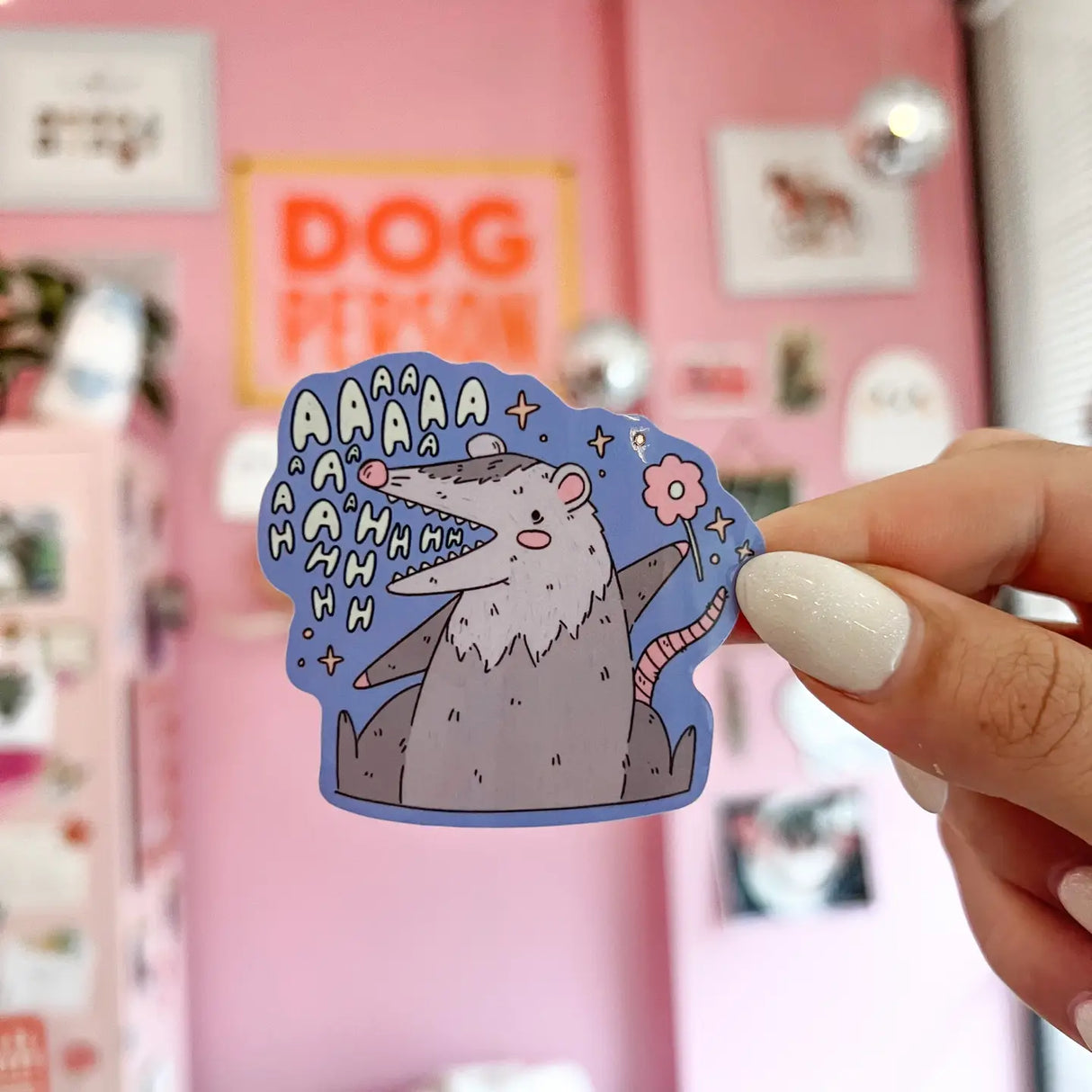 Screaming Opossum Vinyl Sticker
Aaaaaaaaaaaahhhhhh. What else is there to say? The sticker is made of high-quality vinyl and is weatherproof, so it can be used on any surface.
2.5inch Waterproof Sticker