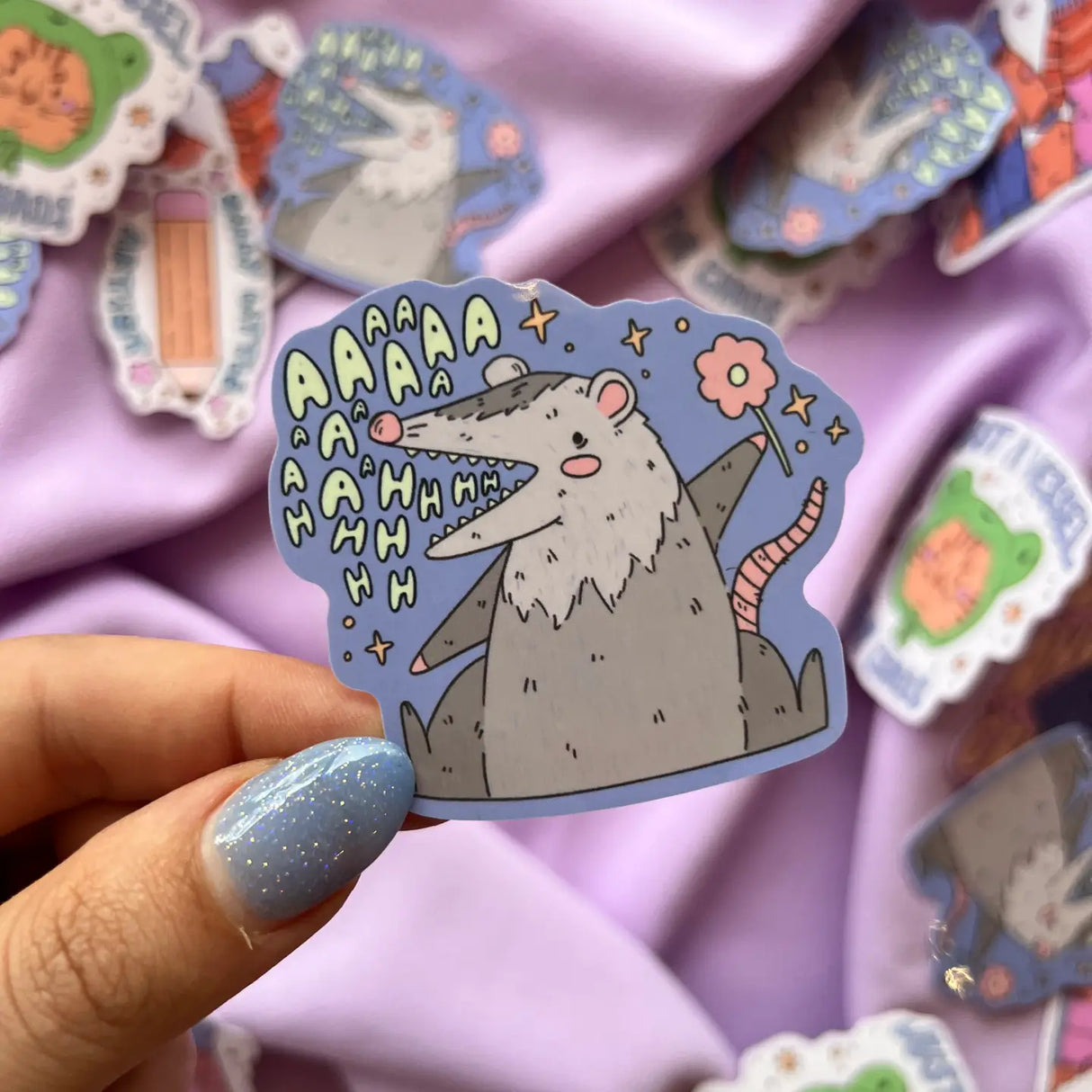 Screaming Opossum Vinyl Sticker
Aaaaaaaaaaaahhhhhh. What else is there to say? The sticker is made of high-quality vinyl and is weatherproof, so it can be used on any surface.
2.5inch Waterproof Sticker
