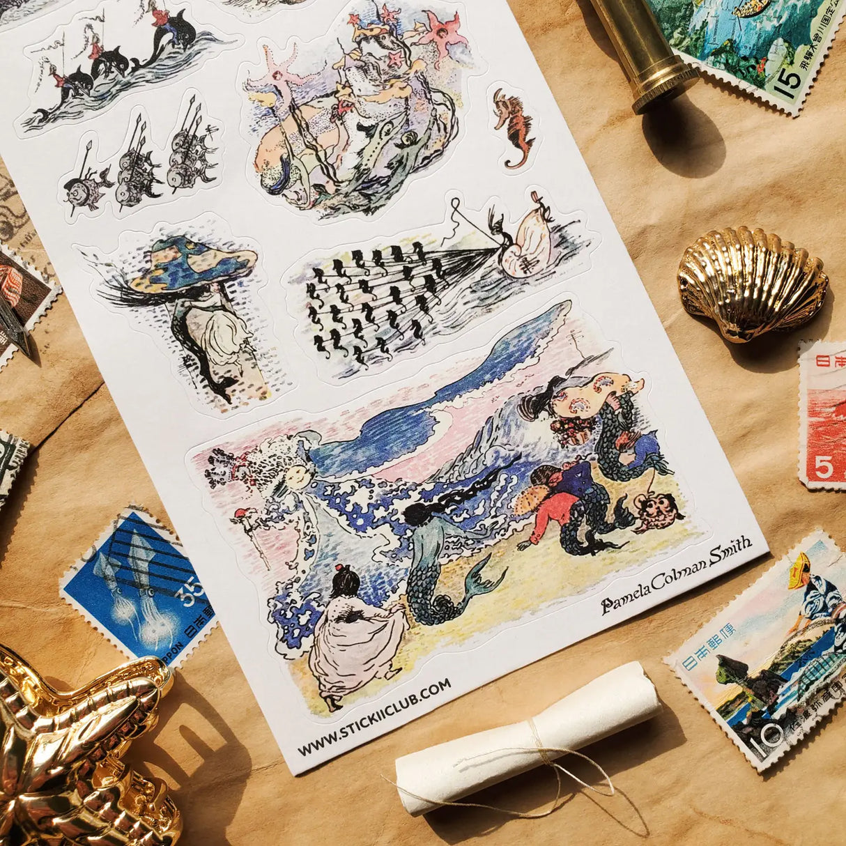 π Filled with mermaids, seaside creatures, curling waves, and little oceanic wonders, this sheet feels like a page from an old maritime storybook. Each piece has a whimsical antique charm, bringing together the mystery, beauty, and folklore of the sea in one lovely collection.