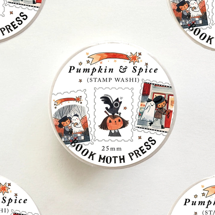 Say hello to my pumpkin skeleton girl and her partner Spice!
You can find these two featured in many of my other products. They're great sellers during autumn and especially leading up to Halloween.
Measuring 25mm in width, this tape is the perfect accessory for adding a touch of autumnal magic to your projects.