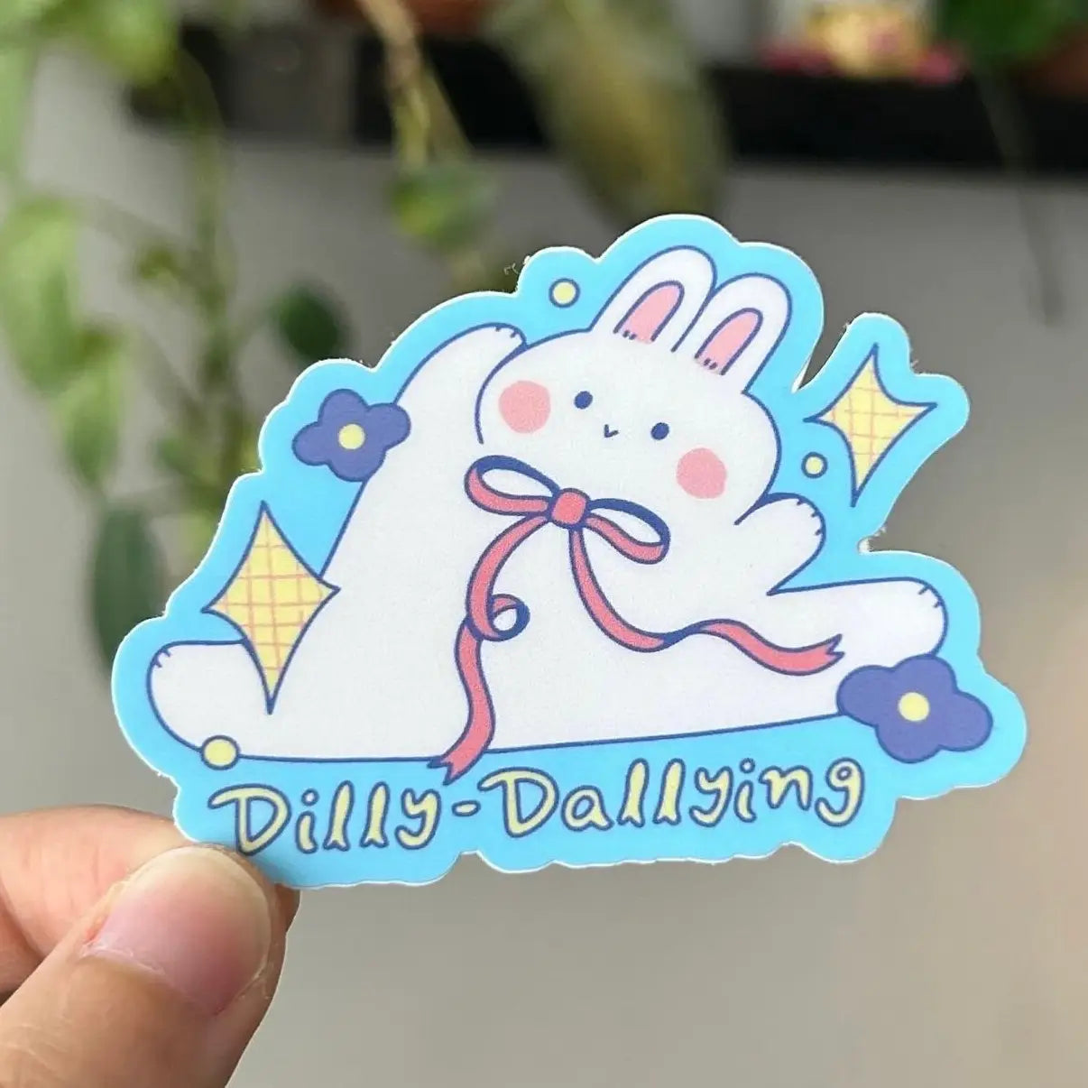 Dilly dally all day long.
Dishwasher safe
Size: 2.8” x 2.1"
Soft matte vinyl