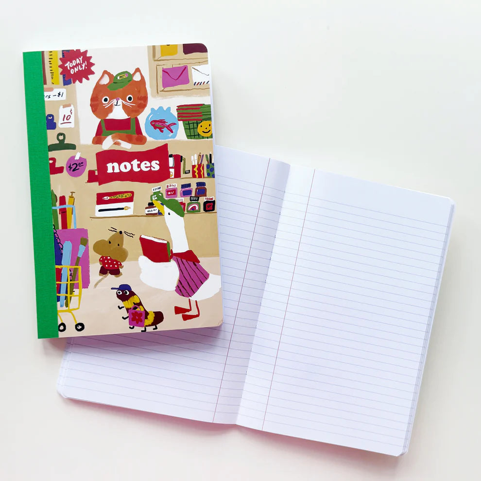 Stationery Store Day 2026
Composition style notebook with tape-binding.
50 college rule inner pages.
Rounded corners
Artwork property of Karen Schipper
