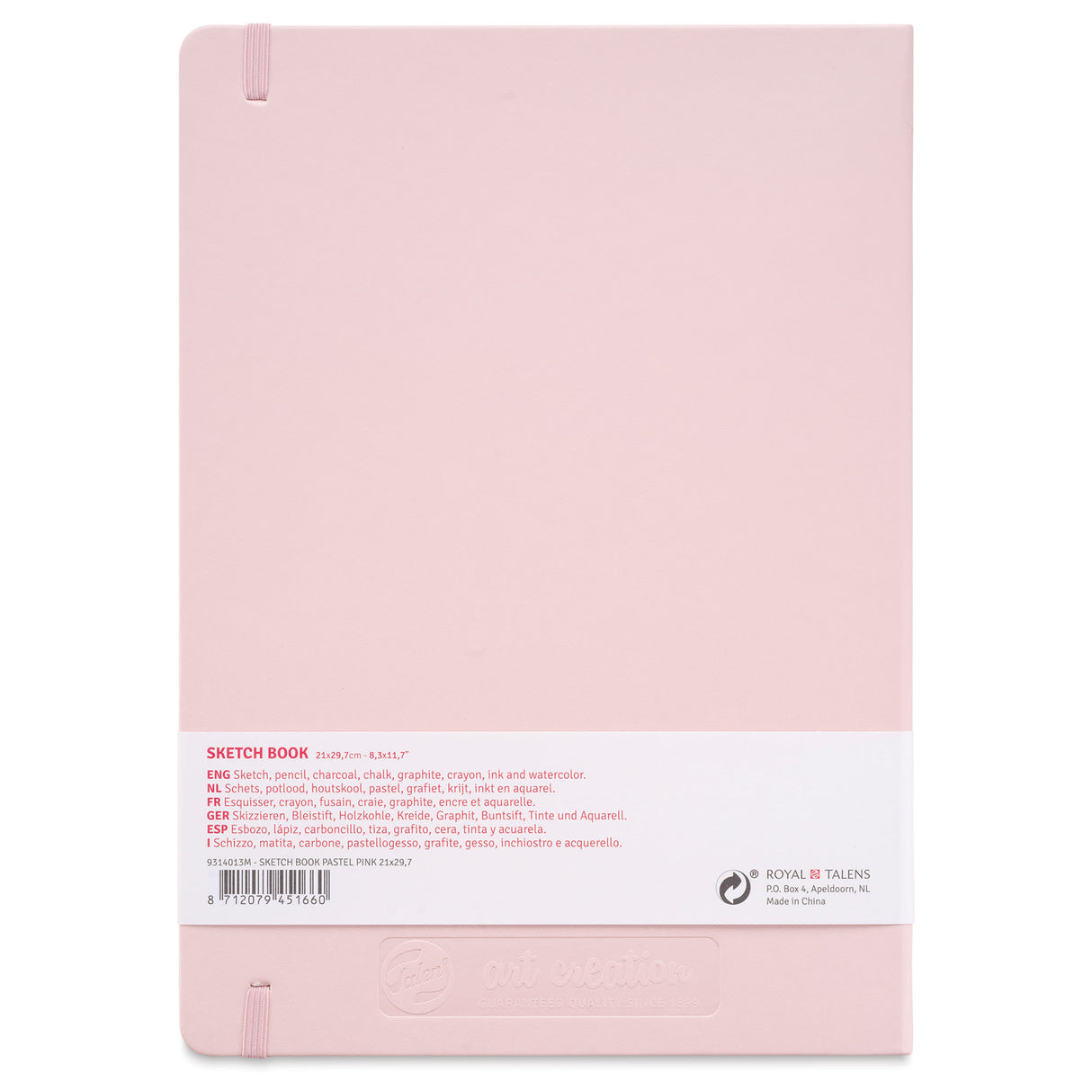 Cuaderno de bocetos de 8,3" x 11,7" en color rosa pastel