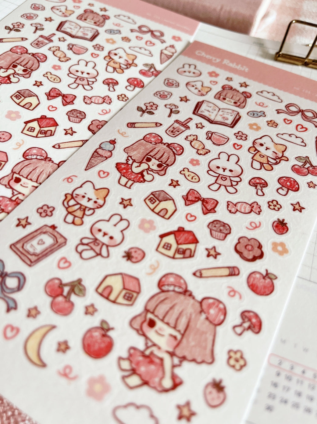 Cherry Rabbit - Sketch Doodles Sticker Sheet