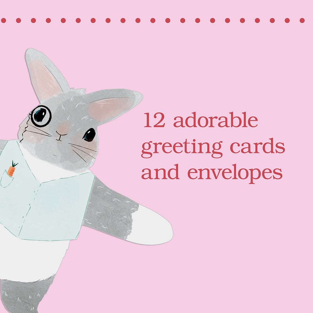 This adorable stationery lets you send your message wrapped up in a snuggly bunny hug! With folded hugging arms so the bunnies can sit up to be displayed, each of these 12 cute greeting cards and envelopes will send a big bunny snuggle to your friends and family. Perfect for hoppy occasions, springtime affections, Easter greetings, and any reason to send a long-distance hug.
VARIETY OF BUNNIES: This set includes four adorable bunny designs, appropriate for any occasion that requires a big hug, happy or sad
