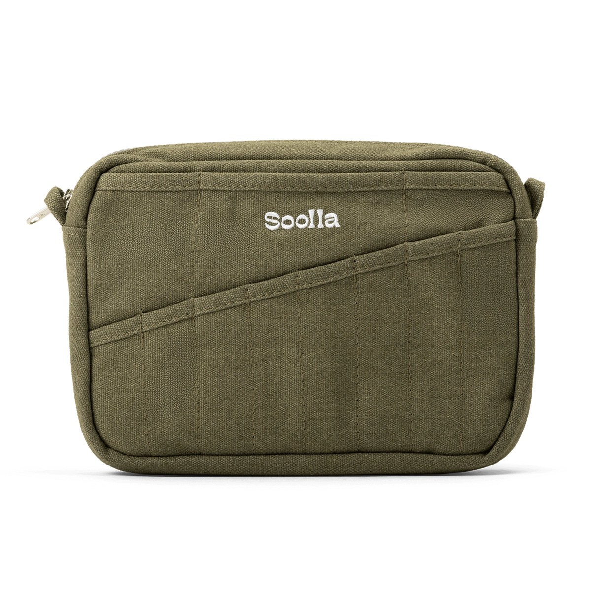 Features & Specs
Front layout: 8 slanted pockets + 3 directly behind
Interior: Main compartment fits an A5 notebook; two open compartments on each wall
Back panel: 3 wide exterior pockets + one full-length slip pocket
Quick-drying duck canvas — sturdy, breathable, and machine-washable
Convertible design — hooks for your own strap or a Soolla strap (coming soon)
Structured silhouette — holds its shape even when lightly packed
Full-width YKK zipper — smooth and durable
Compact profile — fits