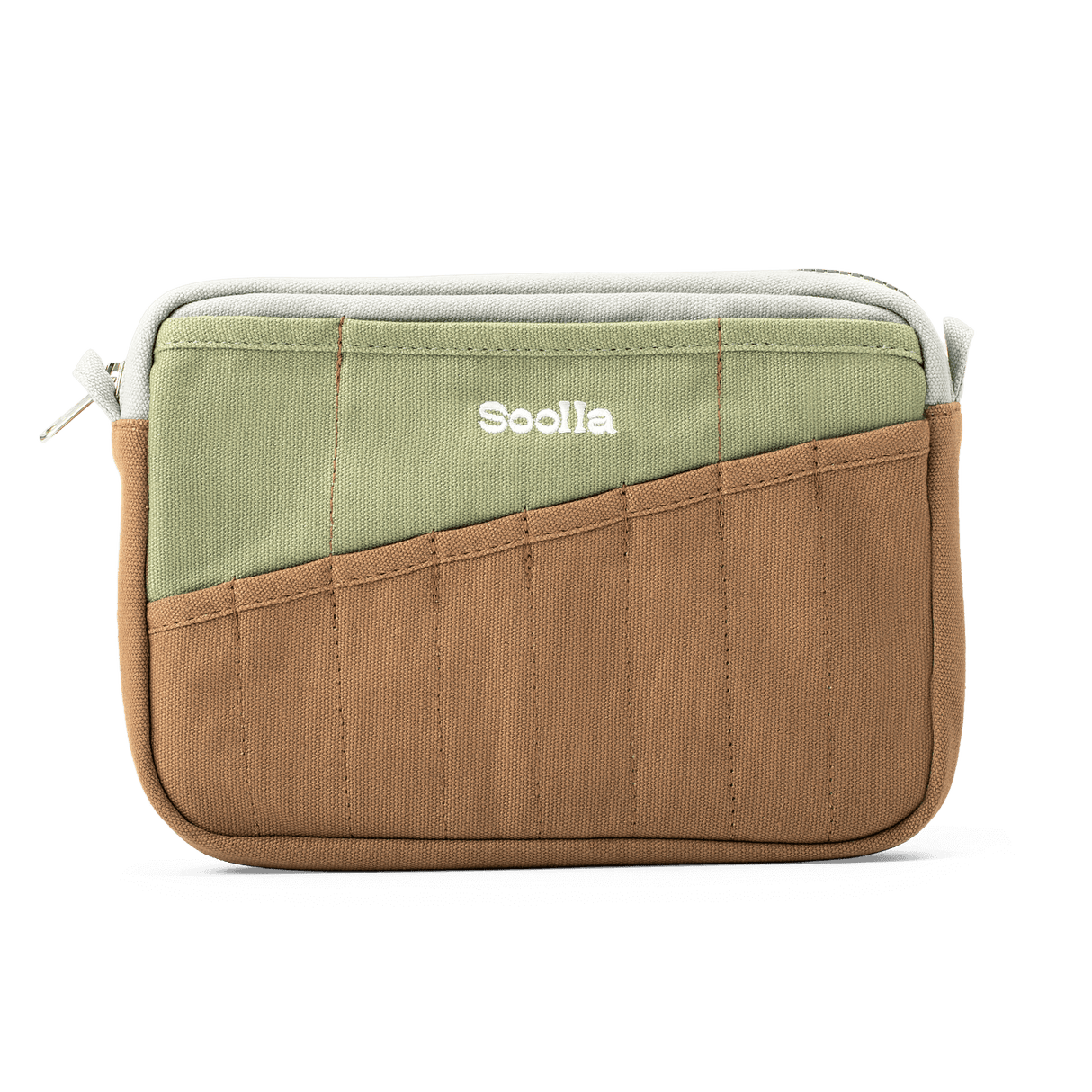 Features & Specs
Front layout: 8 slanted pockets + 3 directly behind
Interior: Main compartment fits an A5 notebook; two open compartments on each wall
Back panel: 3 wide exterior pockets + one full-length slip pocket
Quick-drying duck canvas — sturdy, breathable, and machine-washable
Convertible design — hooks for your own strap or a Soolla strap (coming soon)
Structured silhouette — holds its shape even when lightly packed
Full-width YKK zipper — smooth and durable
Compact profile — fits