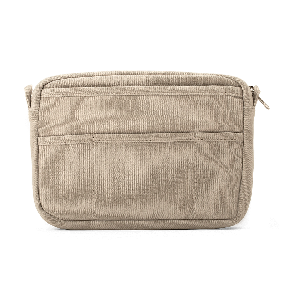 Features & Specs
Front layout: 8 slanted pockets + 3 directly behind
Interior: Main compartment fits an A5 notebook; two open compartments on each wall
Back panel: 3 wide exterior pockets + one full-length slip pocket
Quick-drying duck canvas — sturdy, breathable, and machine-washable
Convertible design — hooks for your own strap or a Soolla strap (coming soon)
Structured silhouette — holds its shape even when lightly packed
Full-width YKK zipper — smooth and durable
Compact profile — fits