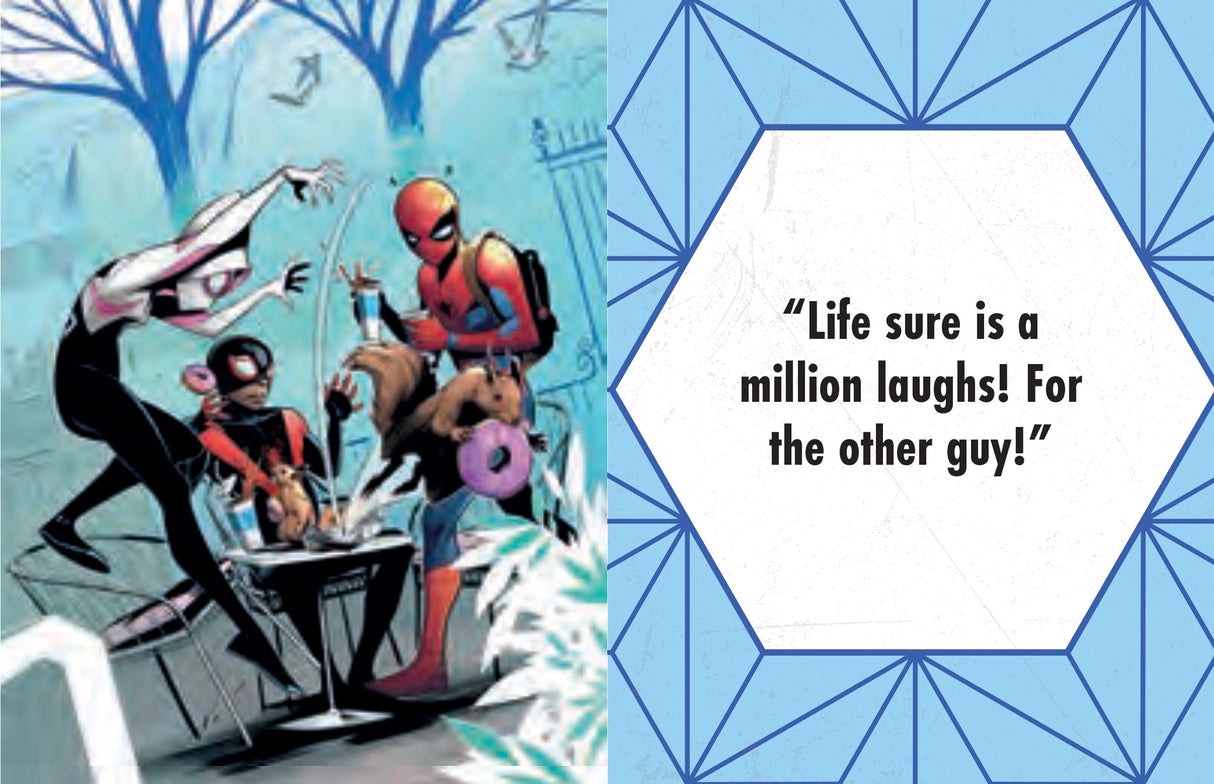 Spider-Man is associated with some of the most famous quotes in all of comics’ history. From hilarious quips to wise proclamations about heroism and responsibility, few super heroes are as quotable as Spider-Man. Now, fans can enjoy their favorite Spidey quotes with this comprehensive, pocket-sized collection.
Take Spider-Man’s heroism with you wherever you go: With its 1.34” x 1.73” size, this tiny book fits in the palm of your hand.
More than 150 quotes: Packed with plenty of one-liners, quips, and in