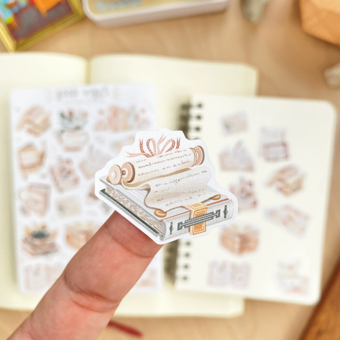 Hoja de pegatinas con vibraciones de libros