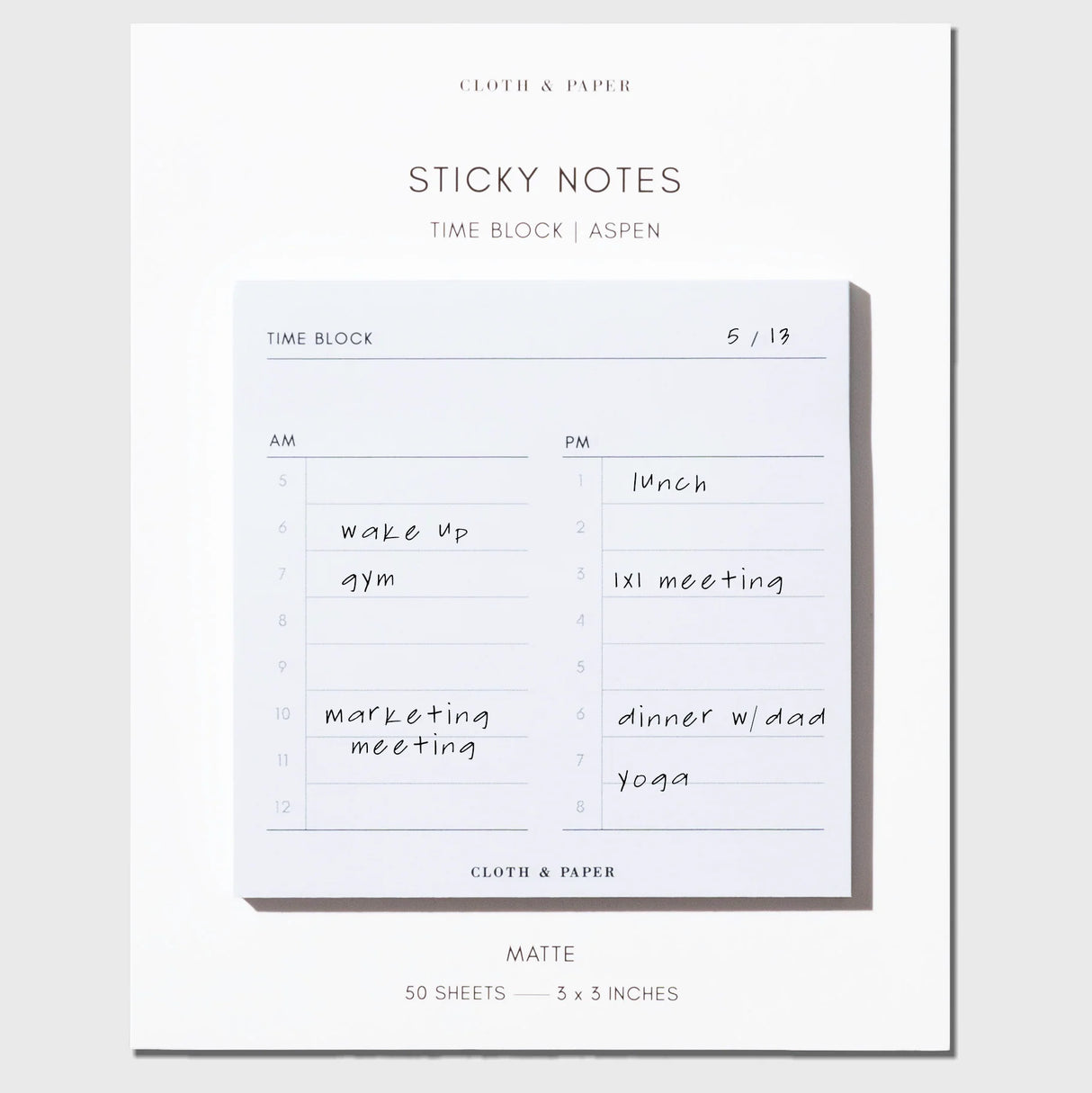 Cloth & Paper - Time Block Sticky Note