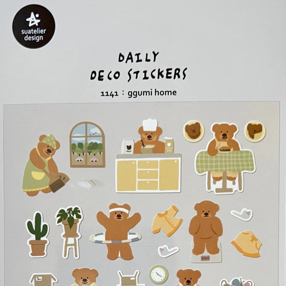 Bring cozy home vibes to your journal, planner, or creative projects with the Ggumi Home sticker sheet from Suatelier. This sheet is filled with warm, playful illustrations inspired by everyday home life. Known for their soft colors and playful aesthetic, Suatelier stickers add an instant dose of warmth and whimsy wherever you place them.
• This package includes 1 sheet of sticker
• Package measures approx. 8" x 3.5"