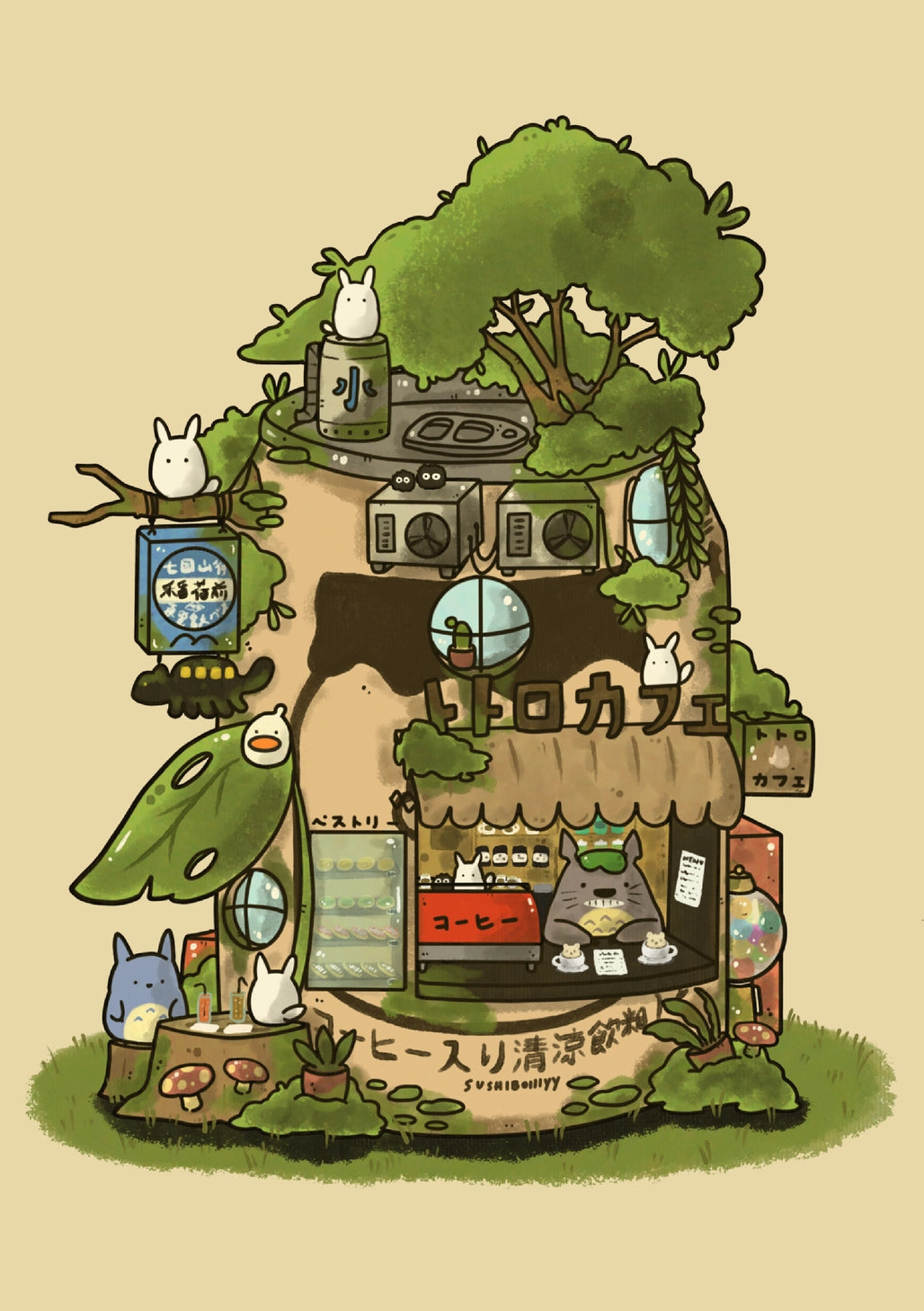 Sushiboiiiyy - Totoro Cafe Postcard
Size: 4x6 Printed on 12pt paper.
Front and back printing.
Comes with plastic sleeves.