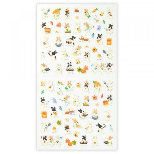 This sticker has a translucent and matte texture that blends in with the notebook.
It can be separated with perforations and carried as much as necessary.
I drew three rabbit brothers who enjoy making and eating sweets.
Recommended for those who like café visits and sweets.
1 Sheet included
165× 90mm
Transparent seal