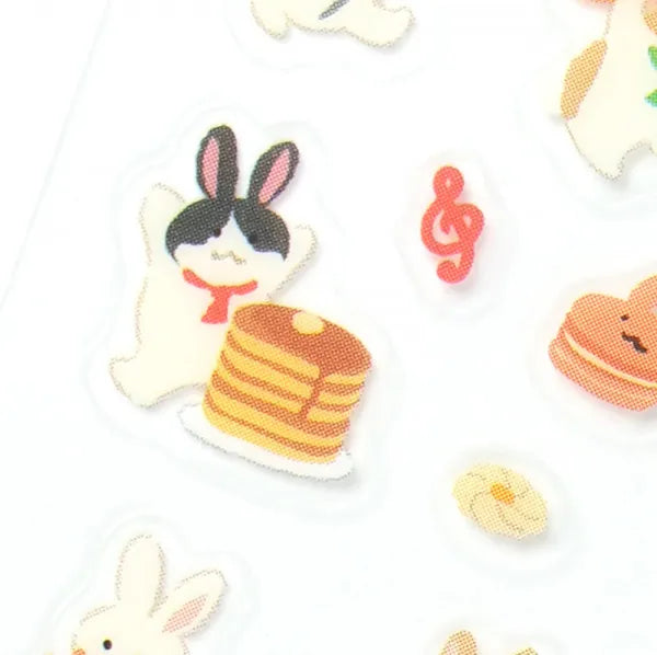 This sticker has a translucent and matte texture that blends in with the notebook.
It can be separated with perforations and carried as much as necessary.
I drew three rabbit brothers who enjoy making and eating sweets.
Recommended for those who like café visits and sweets.
1 Sheet included
165× 90mm
Transparent seal