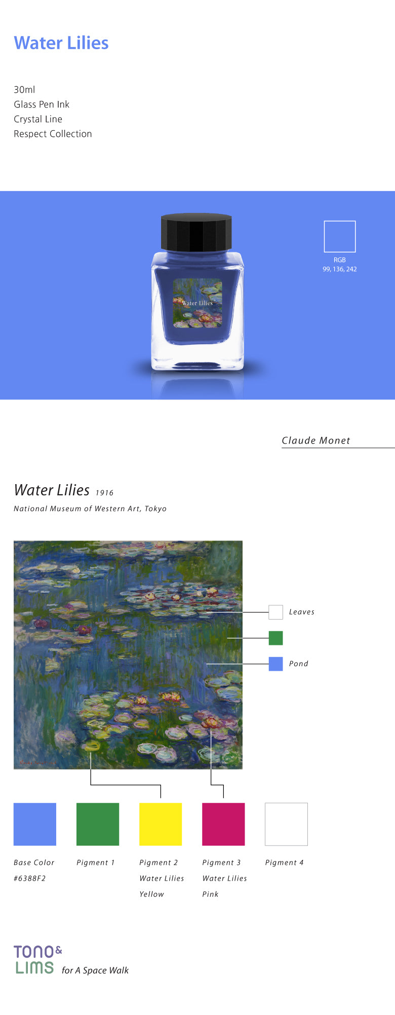 TONO & LIMS Ink - Crystal Line - Respect Collection - Water Lilies (Glass Pen Ink)