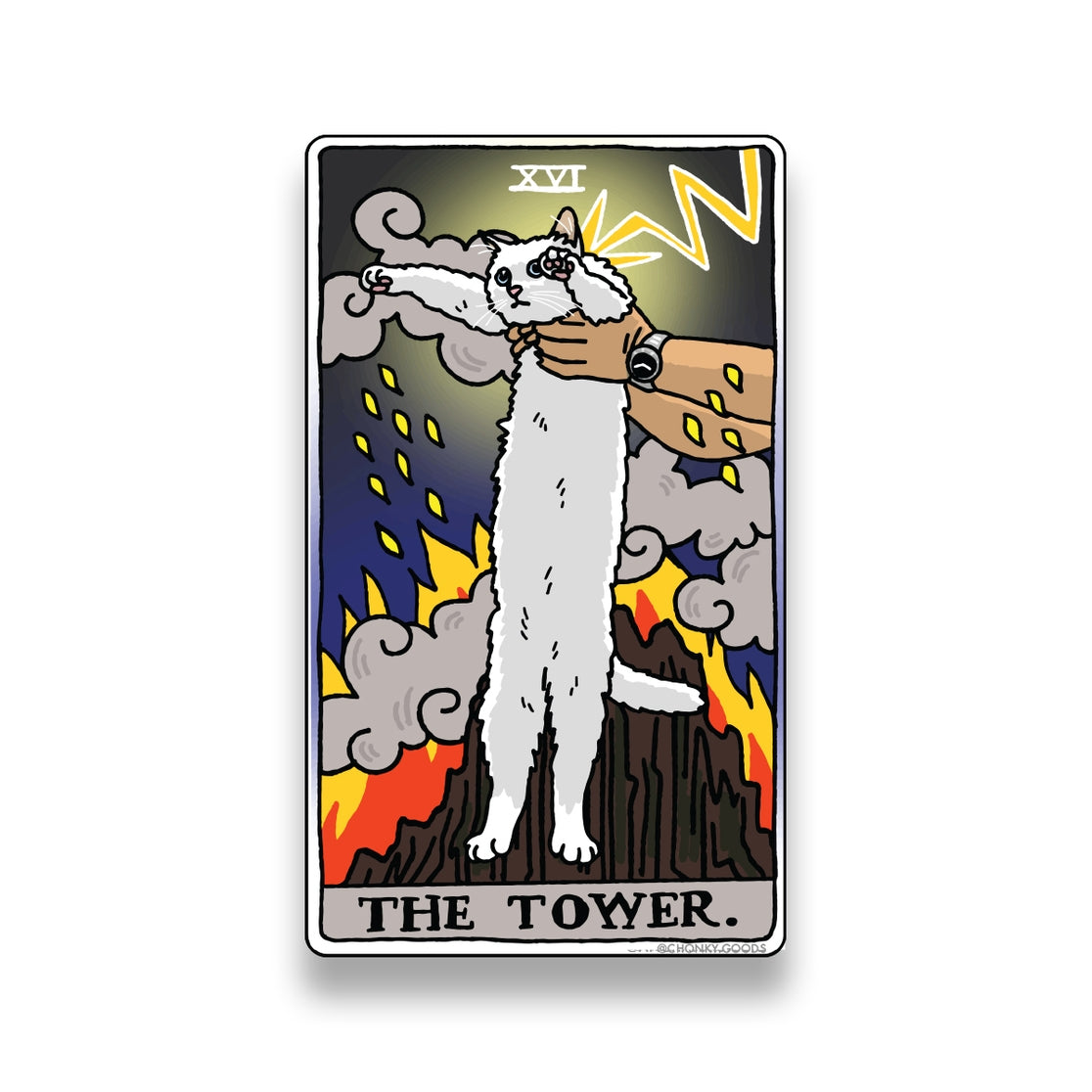 Pegatinas meme del gato del Tarot de la Torre (Arcanos mayores)