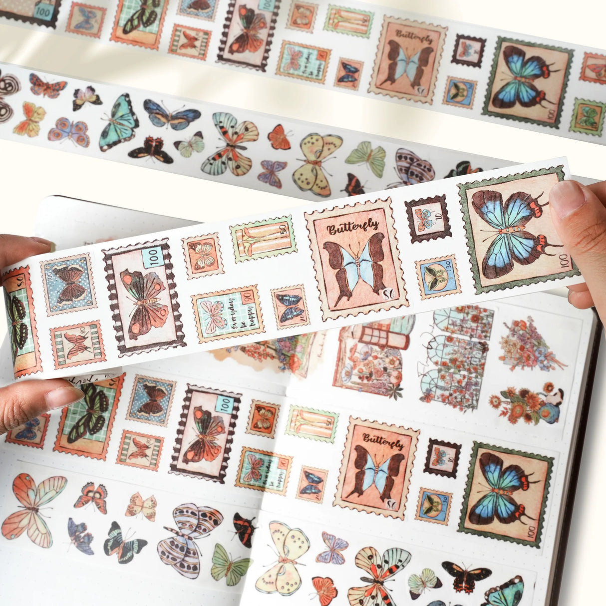 Love butterflies? Obsessed with vintage stamps? This one’s for you. Our Stamped Wings Washi Tape Sticker Set brings together dreamy butterflies, delicate florals, and charming postal vibes — all wrapped up in a washi tape that peels off like stickers! Perfect for decorating letters, journals, planners, or anything else that could use a flutter of whimsy and a sprinkle of nostalgia.