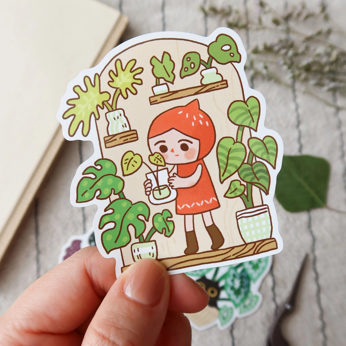 A whimsical set of 3 vinyl stickers featuring Tiny Kikimo and friends on their little adventures.