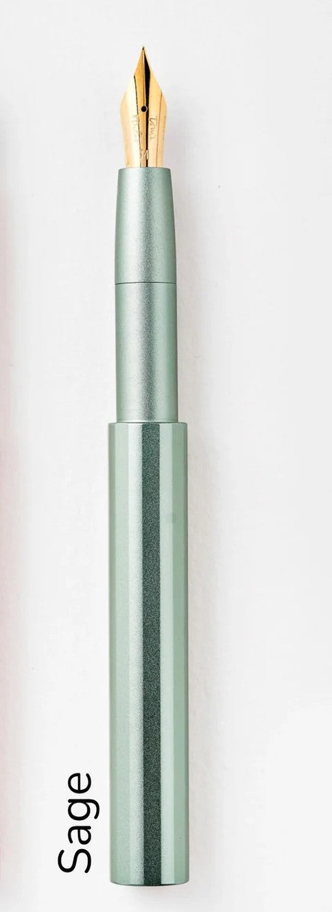Tom's Studio - The Studio Pocket Fountain Pen 2.0 - Sage
Finally, a fountain pen that’s as interesting as you are.
Gone are the days of fountain pens that feel like they’ve been mass produced in some Dickensian, utilitarian workshop. The Studio Pocket Fountain Pen 2.0 is hand-assembled right here in our studio, with 36 possible colour combinations.