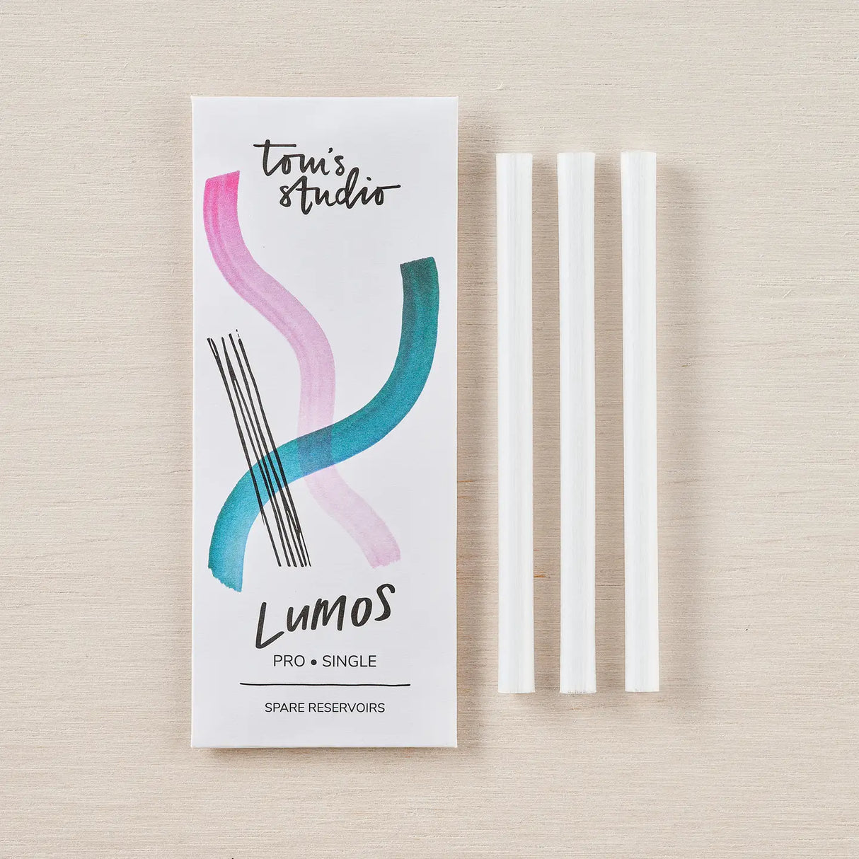 Tom's Studio Lumos - Single Spare Ink Reservoirs
Spare ink reservoirs for your Lumos pen. These high-quality fibre core reservoirs are designed to provide smooth and reliable ink flow, ensuring a seamless writing experience. Keep spares at hand so you can easily switch between colours without any hassle.
Lumos Single Reservoirs 6x85mm (pack of 3)