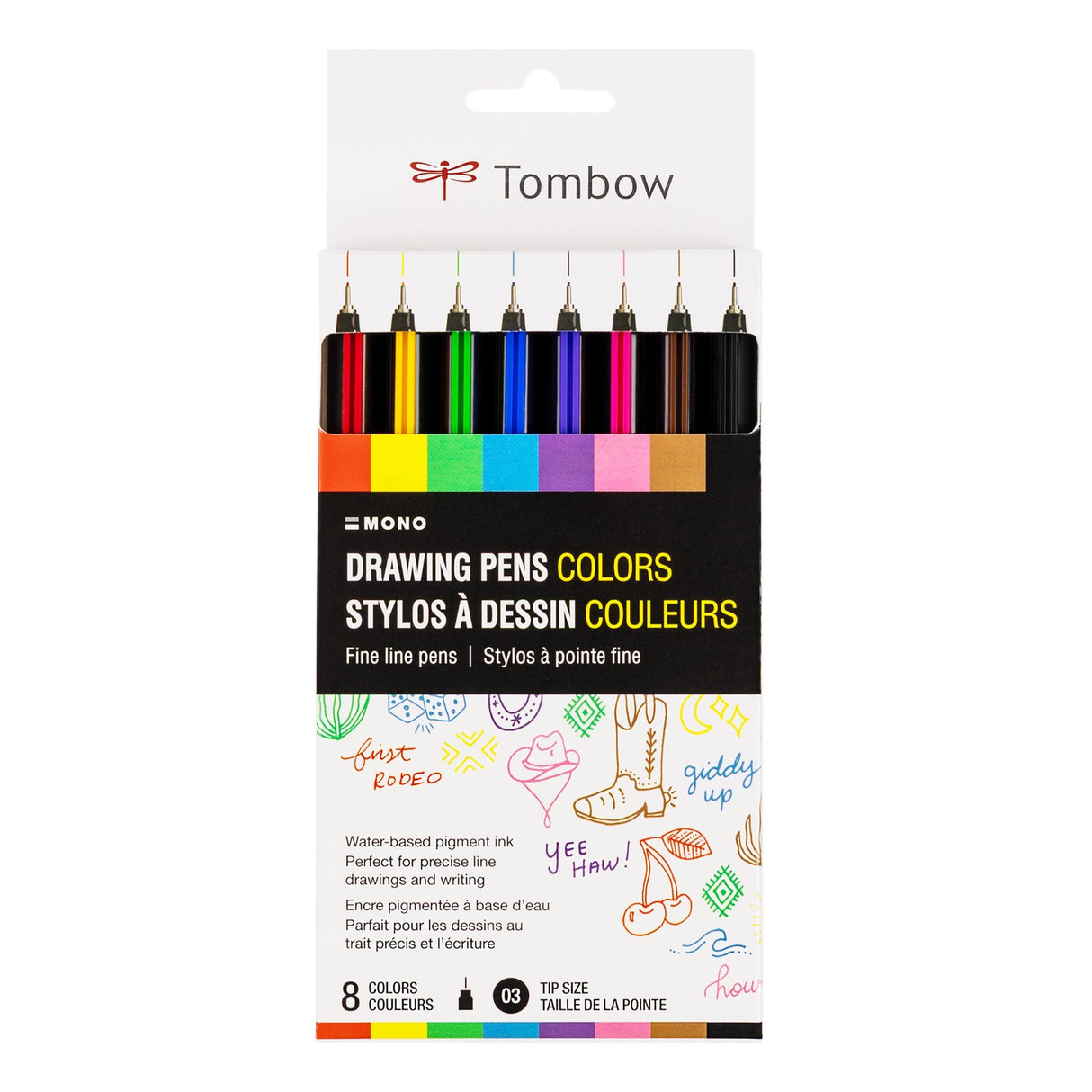 The MONO Drawing Pen Colors, 8-Pack provides a full set of rich, fade-resistant colors with the same precision as the original MONO Drawing Pen. Water-based pigment ink flows smoothly and dries quickly to prevent smudging. Durable metal nib ensures steady ink flow and clear view of your work. Designed for use on drawing, marker, watercolor, and mixed media paper. Ideal for illustrations, technical drawings, manga, anime, lettering, and journaling.