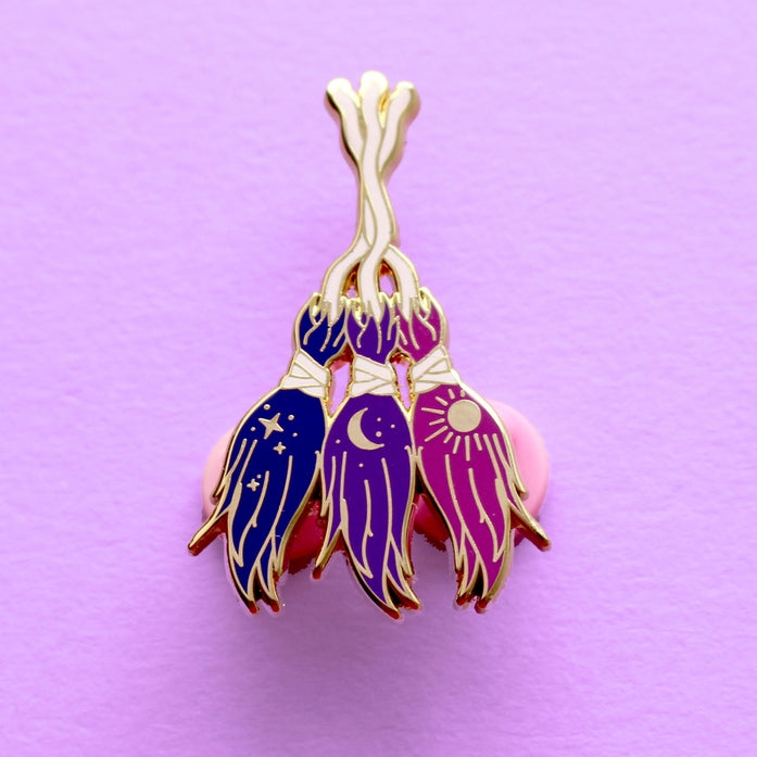 Glitter Punk - Trio of Broomsticks Enamel Pin – Halloween Collection