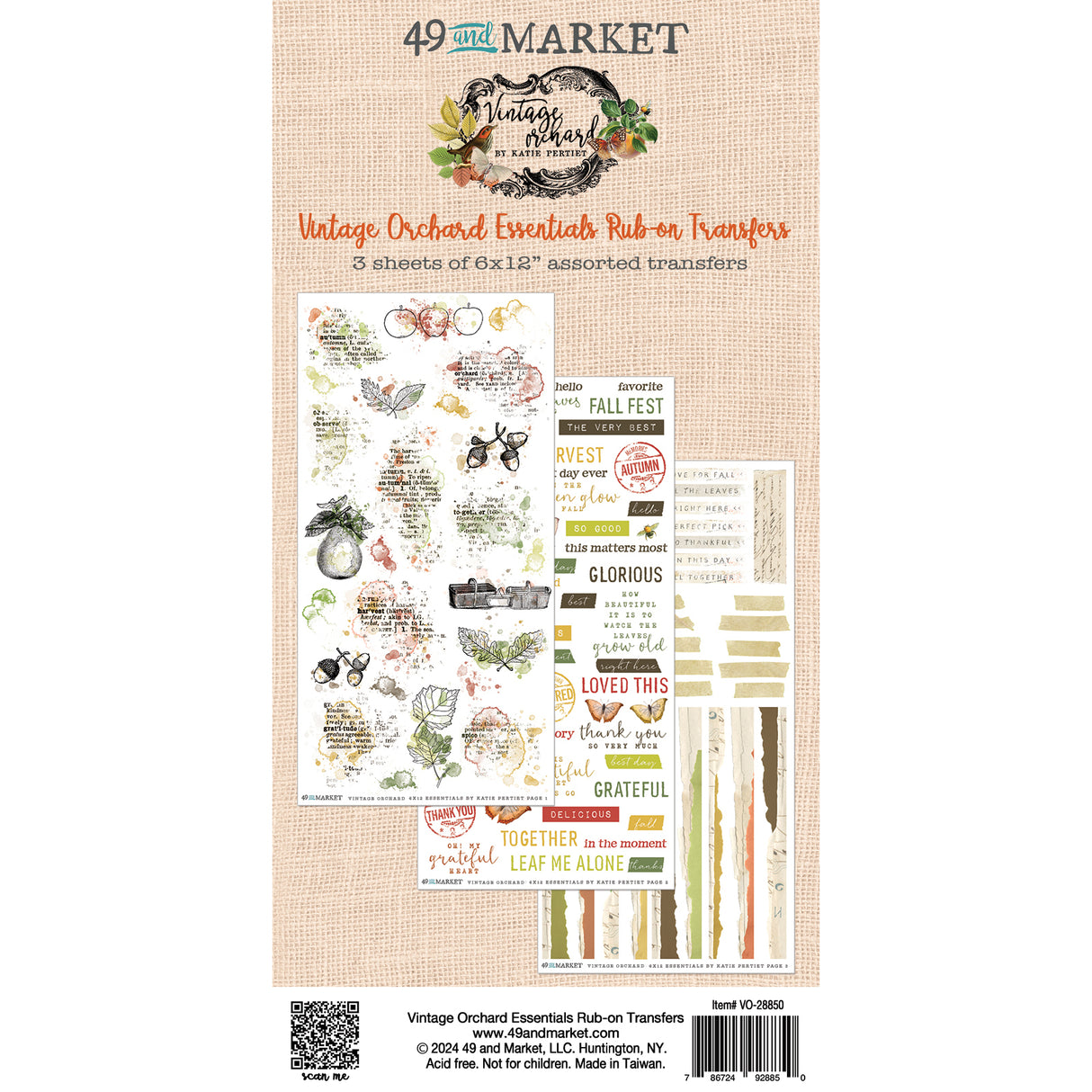 Vintage Orchard Essentials Rub-on Transfer Set