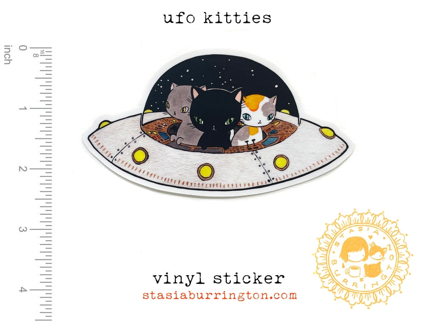 Pegatina de vinilo con gatitos ovni