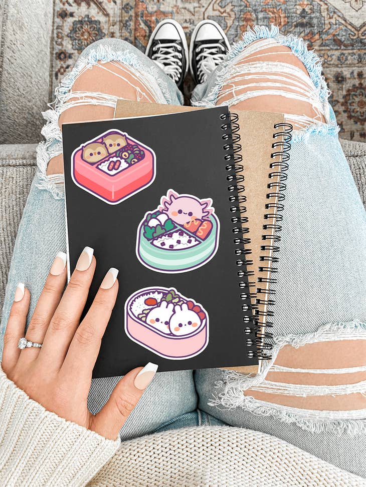 Adhesivo de vinilo para caja bento con forma de conejito