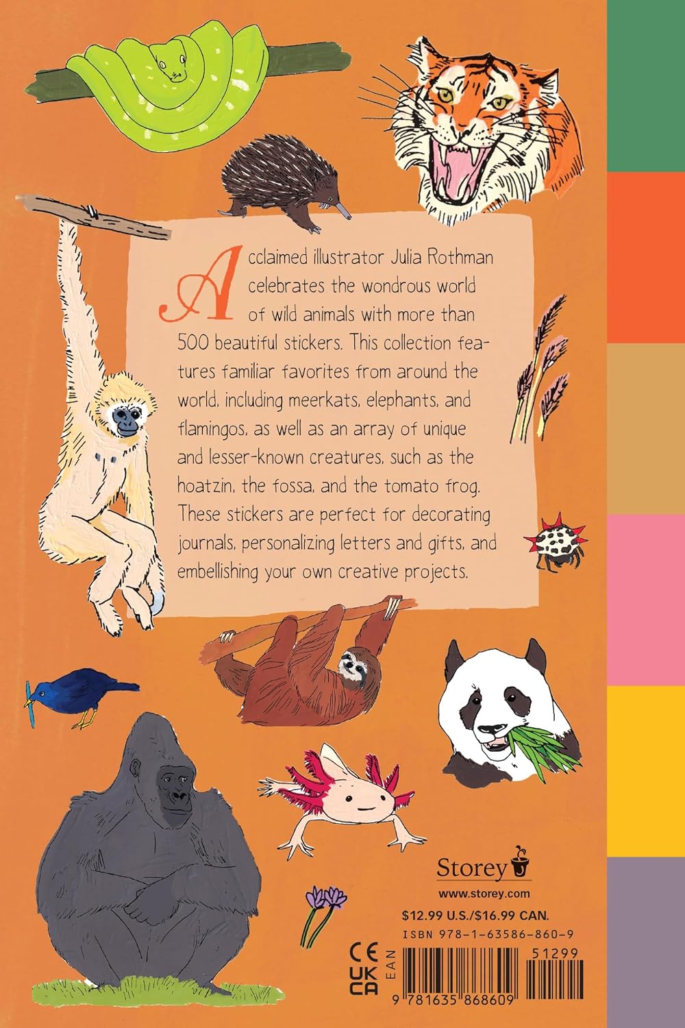 Wildlife Anatomy Sticker Book
Julia Rothman's Wildlife Anatomy illustrations are featured in this collection of more than 500 stickers, including amazing mammals, birds, amphibians, and insects from around the world. Beloved illustrator Julia Rothman's playful art of wild animals from around the world, first presented in her book Wildlife Anatomy, is featured on 500 colorful stickers, perfect for decorating surfaces and using in craft and collage projects. From the armadillo to the aye-aye, the ocelot to t