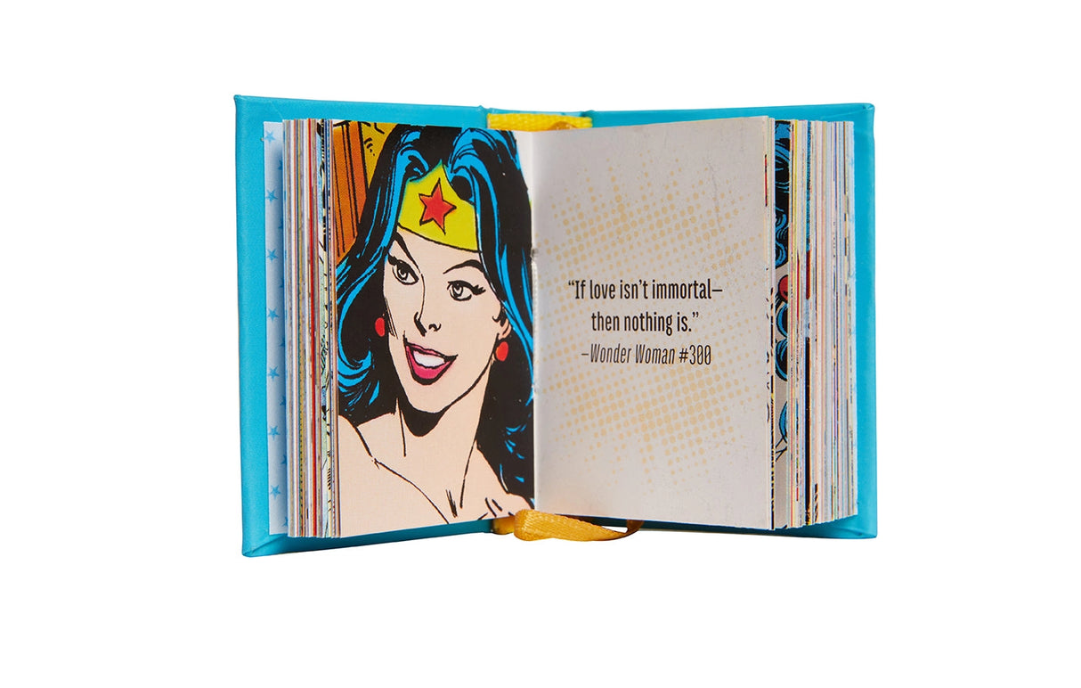 Since her debut in All Star Comics in 1941, Wonder WomanTM has endured as a beacon of strength, truth, and peace. Now, fans of the Princess of the Amazons can rediscover her best moments in this miniature art book.
Features & Highlights:
Empowering quotes to inspire Wonder Woman fans everywhere
Iconic moments in Wonder Woman’s comics history, including covers, panels, and other iconic art spanning nearly 80 years of Wonder Woman comics
Pocket-Sized, this book fits right in your pocket, perfect for Ama