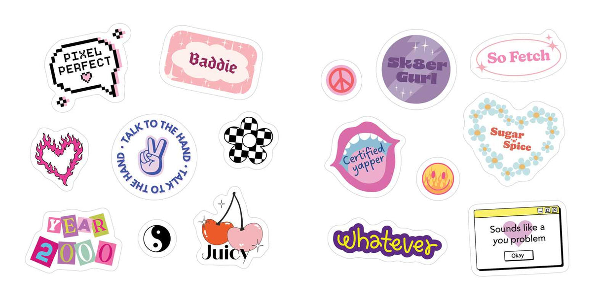 Embrace the Y2K aesthetic with over 500 retro stickers perfect for ’90s nostalgia, scrapbooking, personalizing your space, and adding a unique style to laptops, water bottles, and more!
Flip phones, chunky platform shoes, mixtapes, scrunchies, sunglasses, and everything bedazzled—what’s not to love about the Y2K aesthetic? This Y2K sticker collection offers 500 retro stickers perfect for ’90s and early aughts nostalgia. Personalize your everyday items with Y2K stickers, adding a nostalgic touch to laptops,
