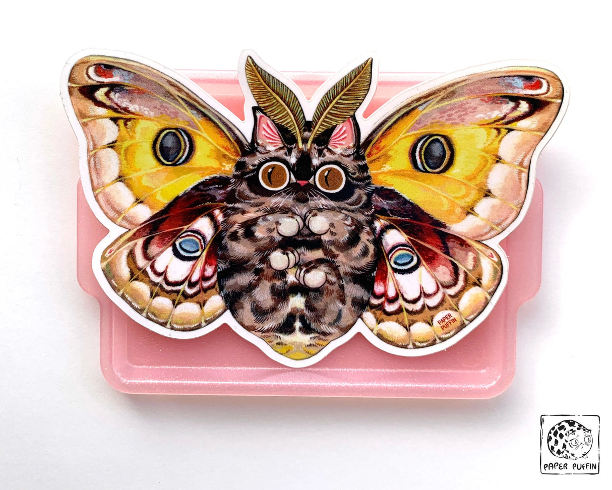 Paper Puffin - Moth Cat "Big Eyes" Vinyl Sticker