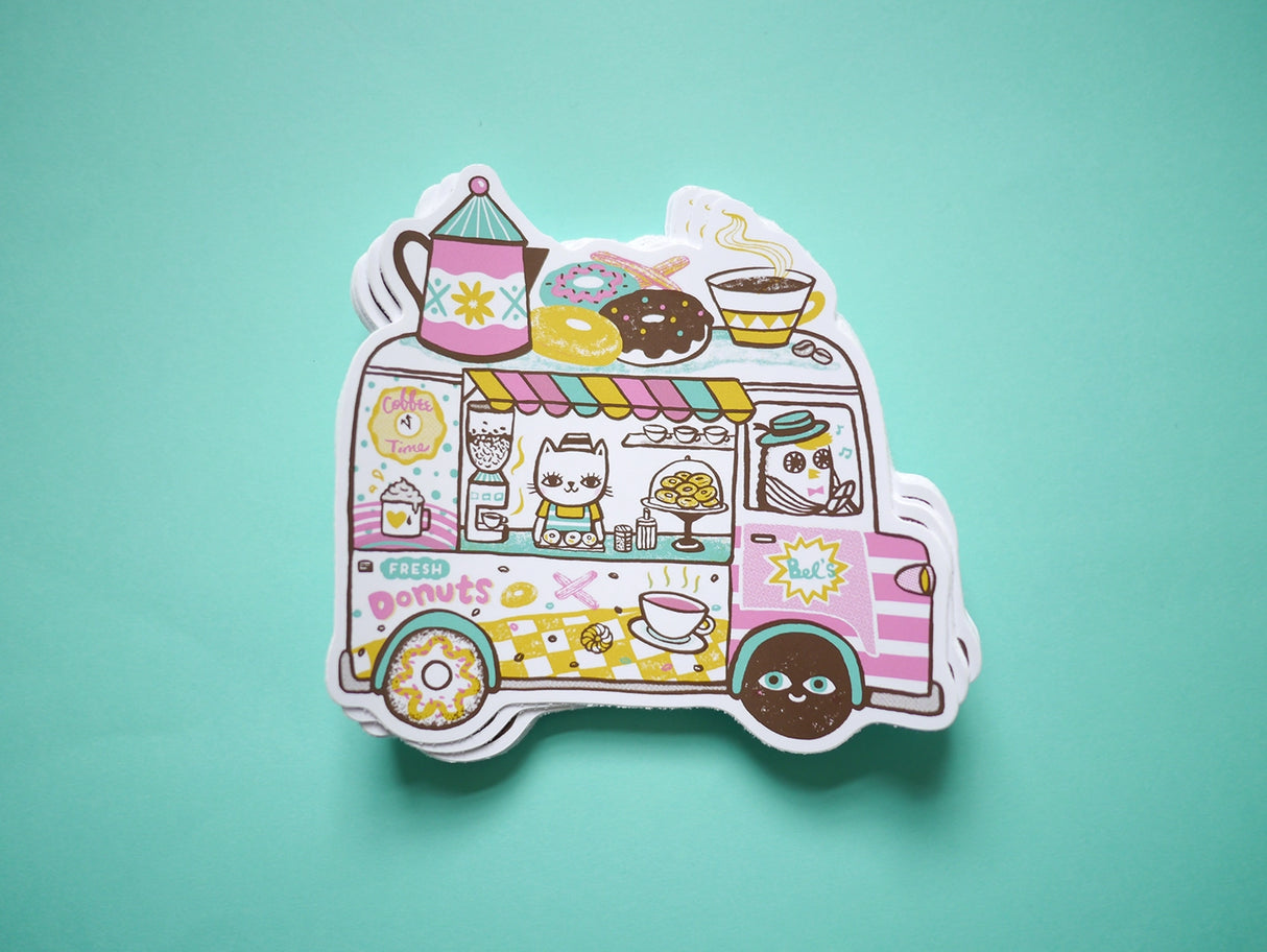 Bel’s Art World Vinyl Sticker - Coffee & Donuts