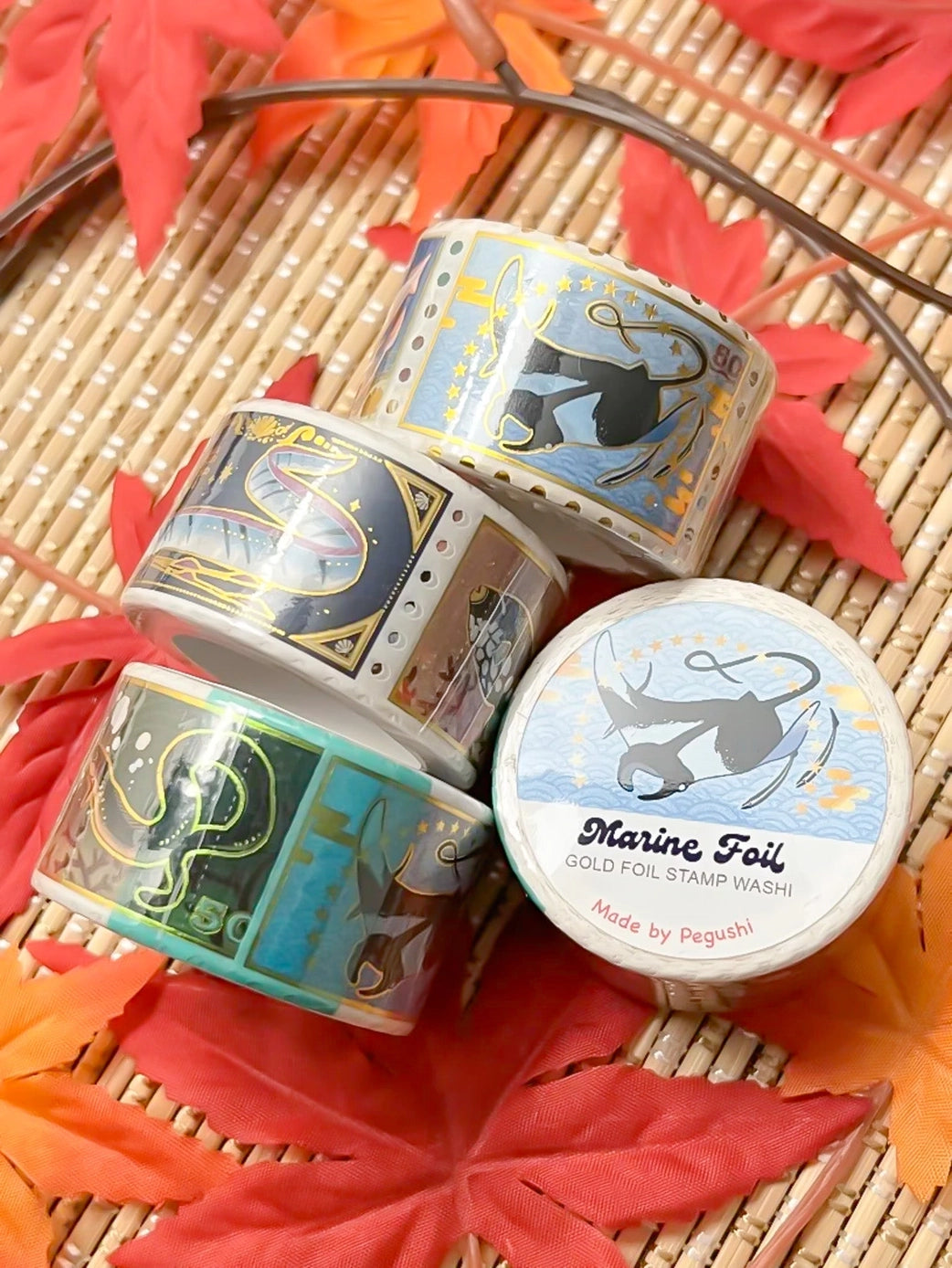 Pegushi Washi Tape - Gold Foil Marine Stamp