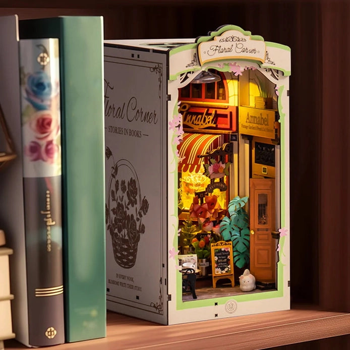 Floral Corner DIY Book Nook Kit with Dust Cover